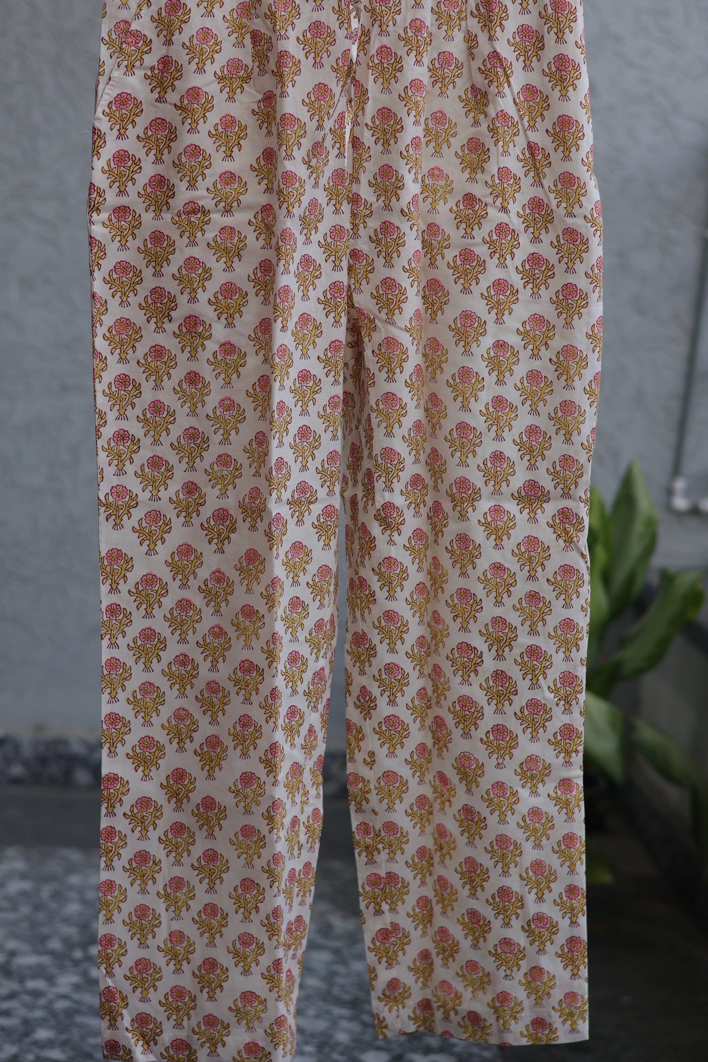 Green Handblock printed Pure Mul Cotton with Kota Doria Duppata 3 piece suit (stitched)