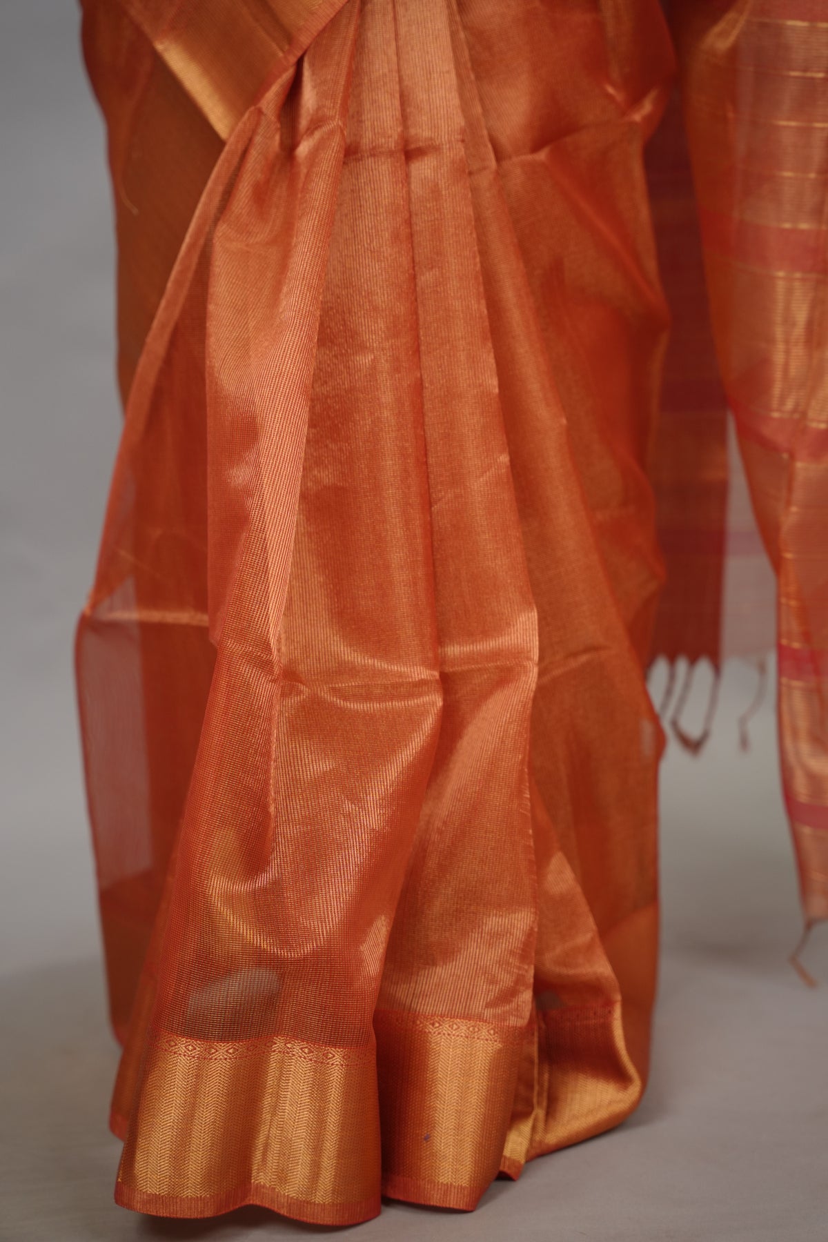 Rust Checks Handloom Maheswari Tissue Silk Cotton Sarees | Looms & Tassels