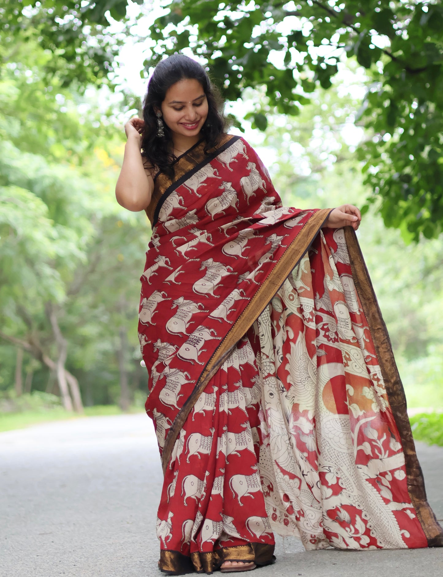 Nizam Border Kalamkari Silk Saree