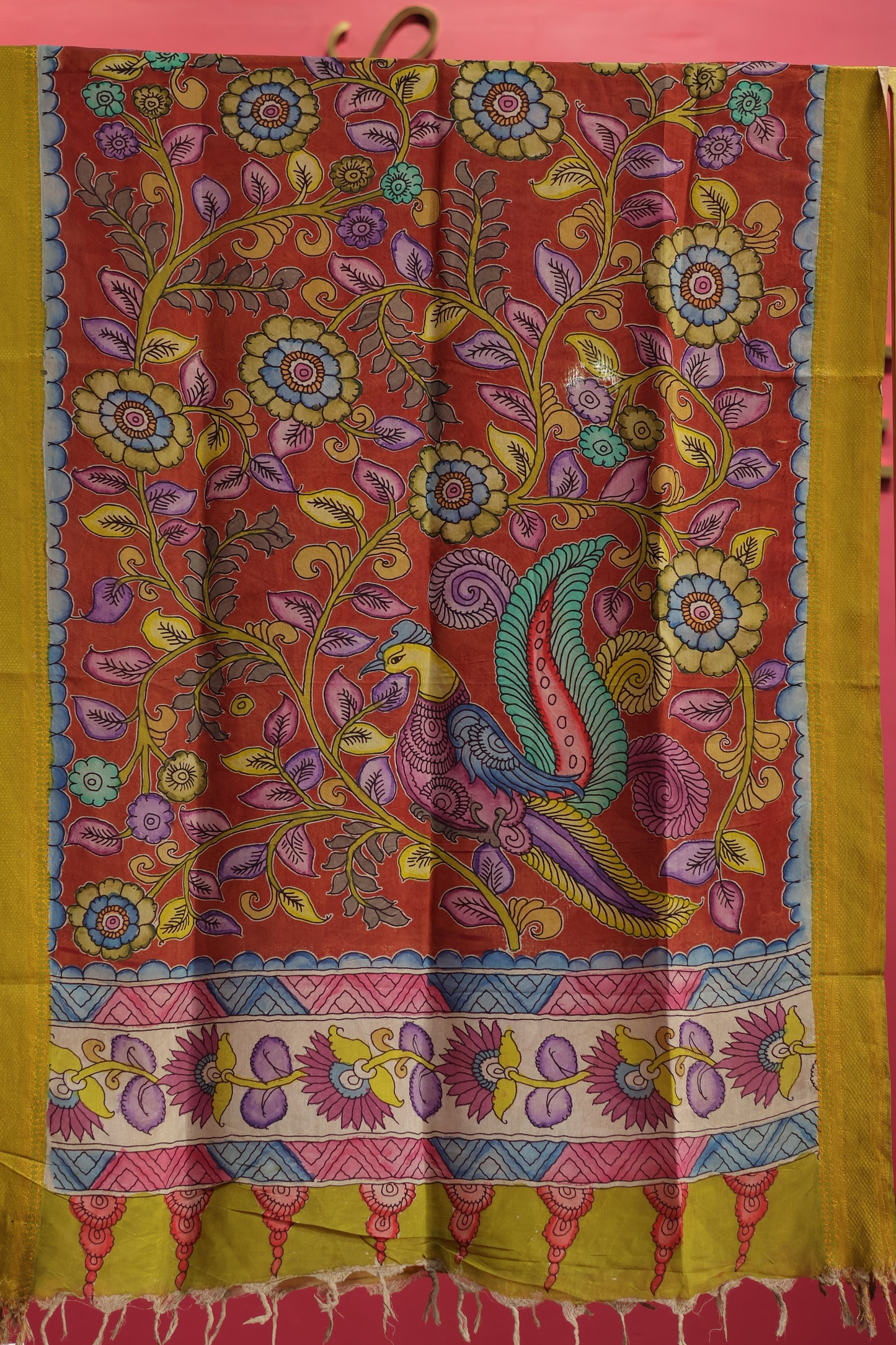Pen Kalamkari chennur silk duppata