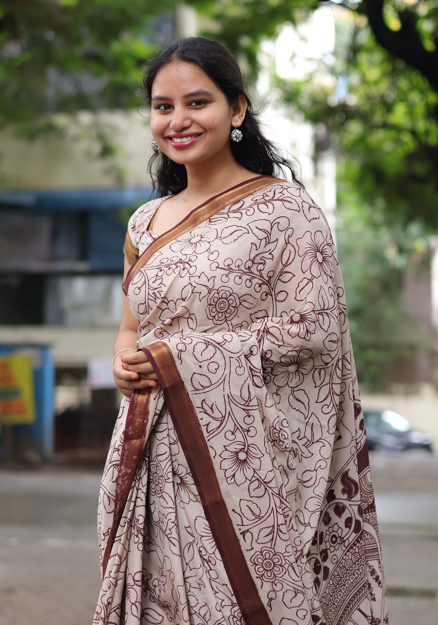 Nizam Border Kalamkari Silk Sare