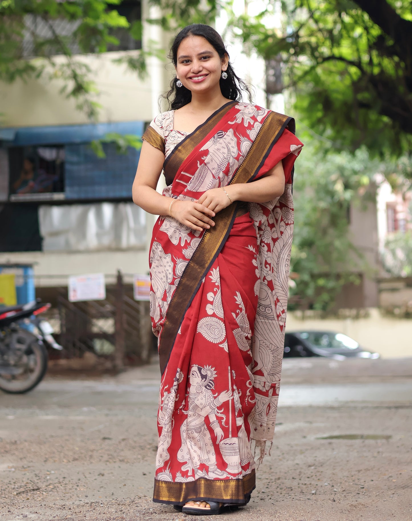 Nizam Border Kalamkari Silk Sare