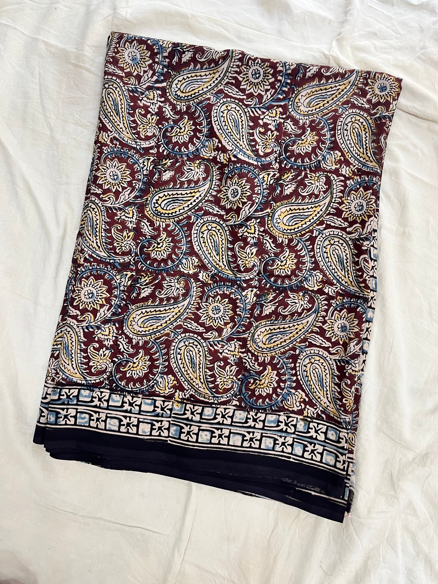 Hand block printed Kalamkari Silk Saree