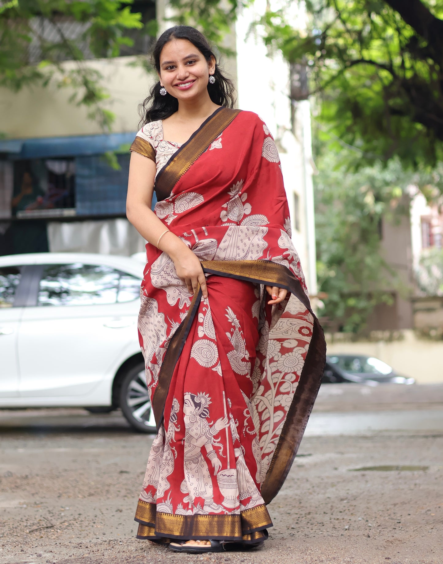 Nizam Border Kalamkari Silk Sare