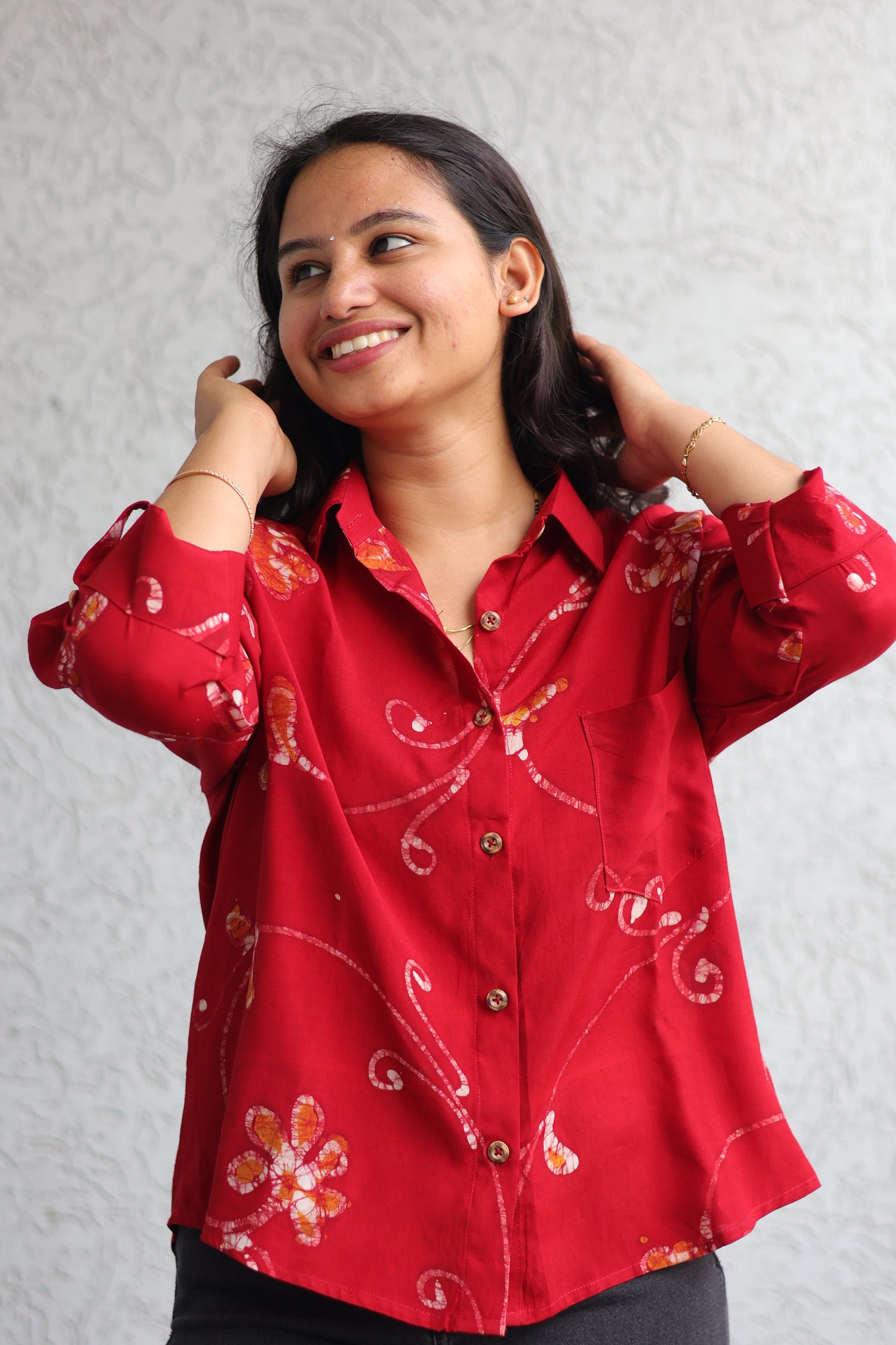 Red Batik print shirt