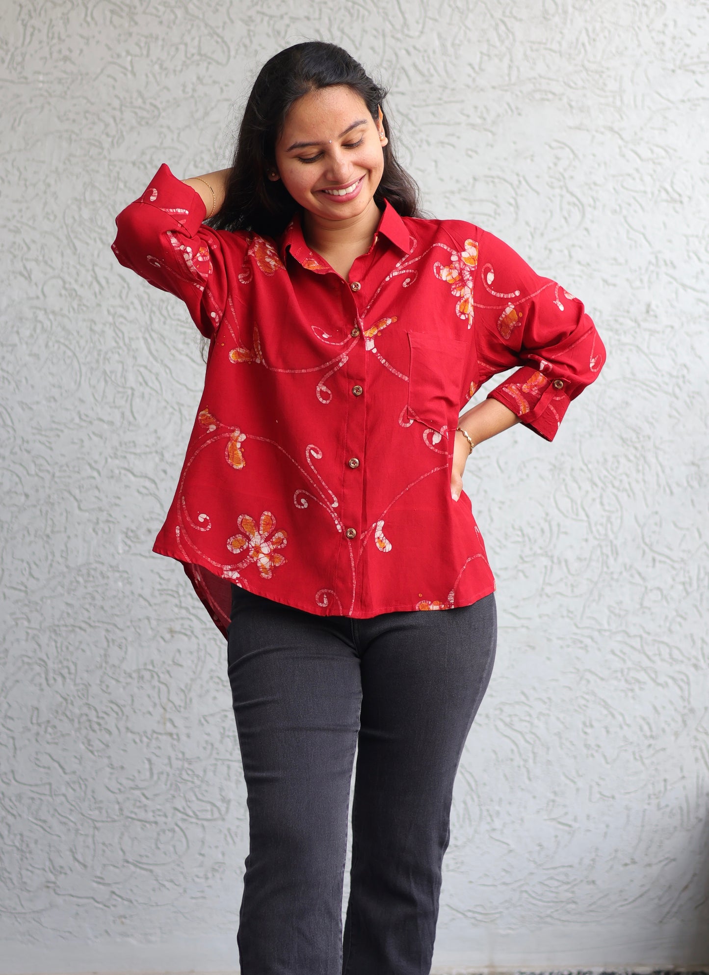 Red Batik print shirt