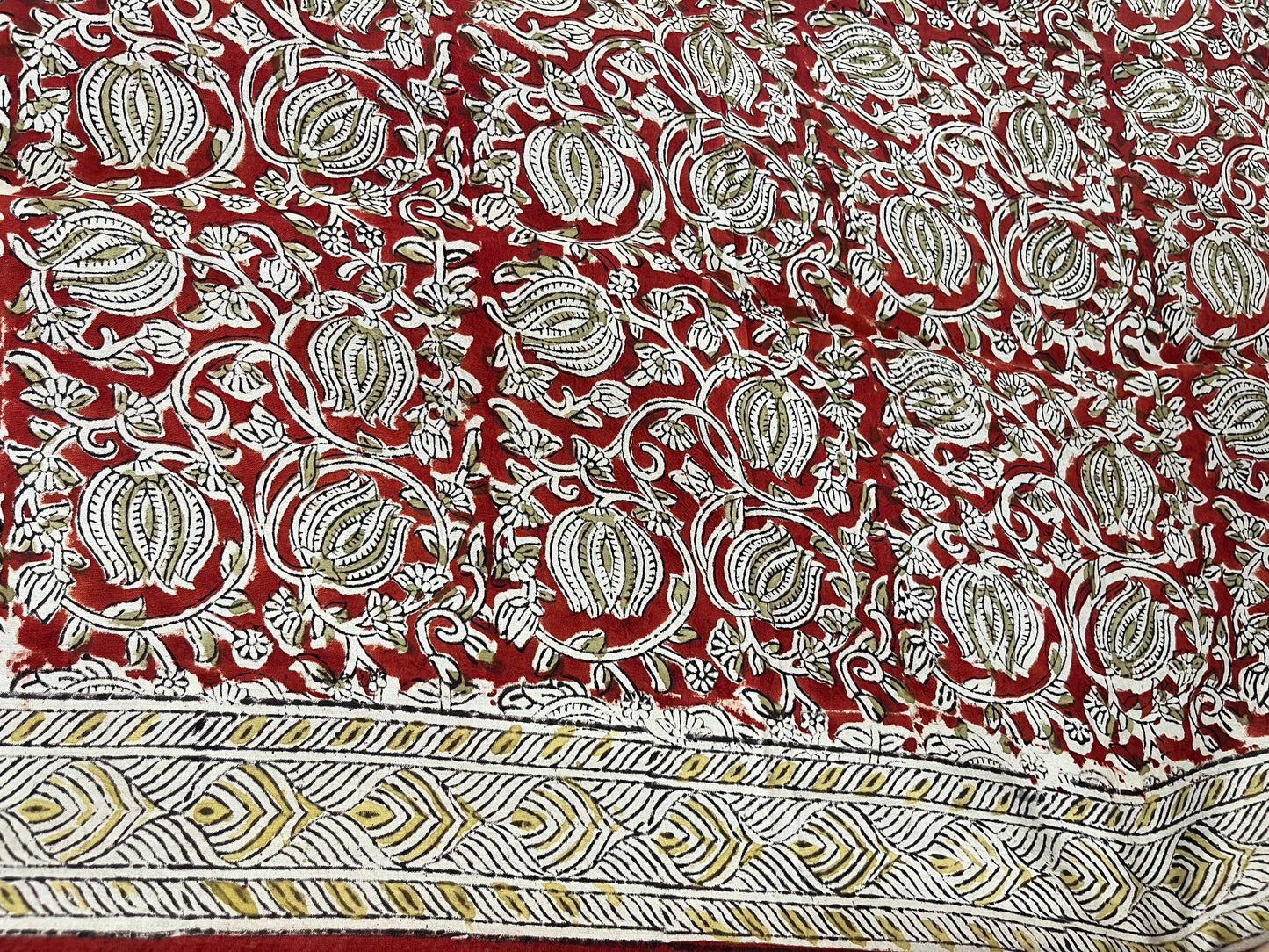 Hand block printed Kalamkari Silk Saree