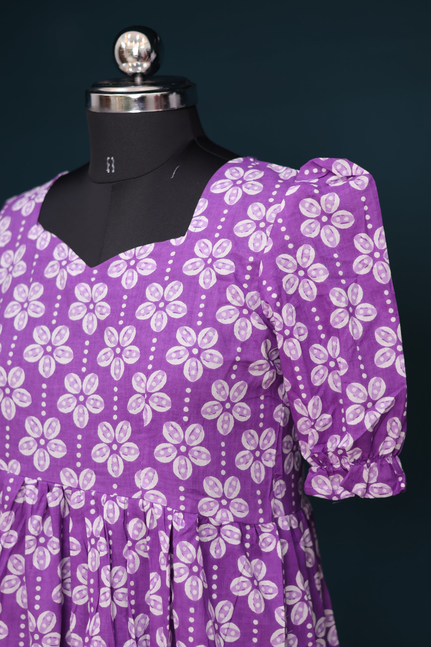 Purple bagru pure cotton frock