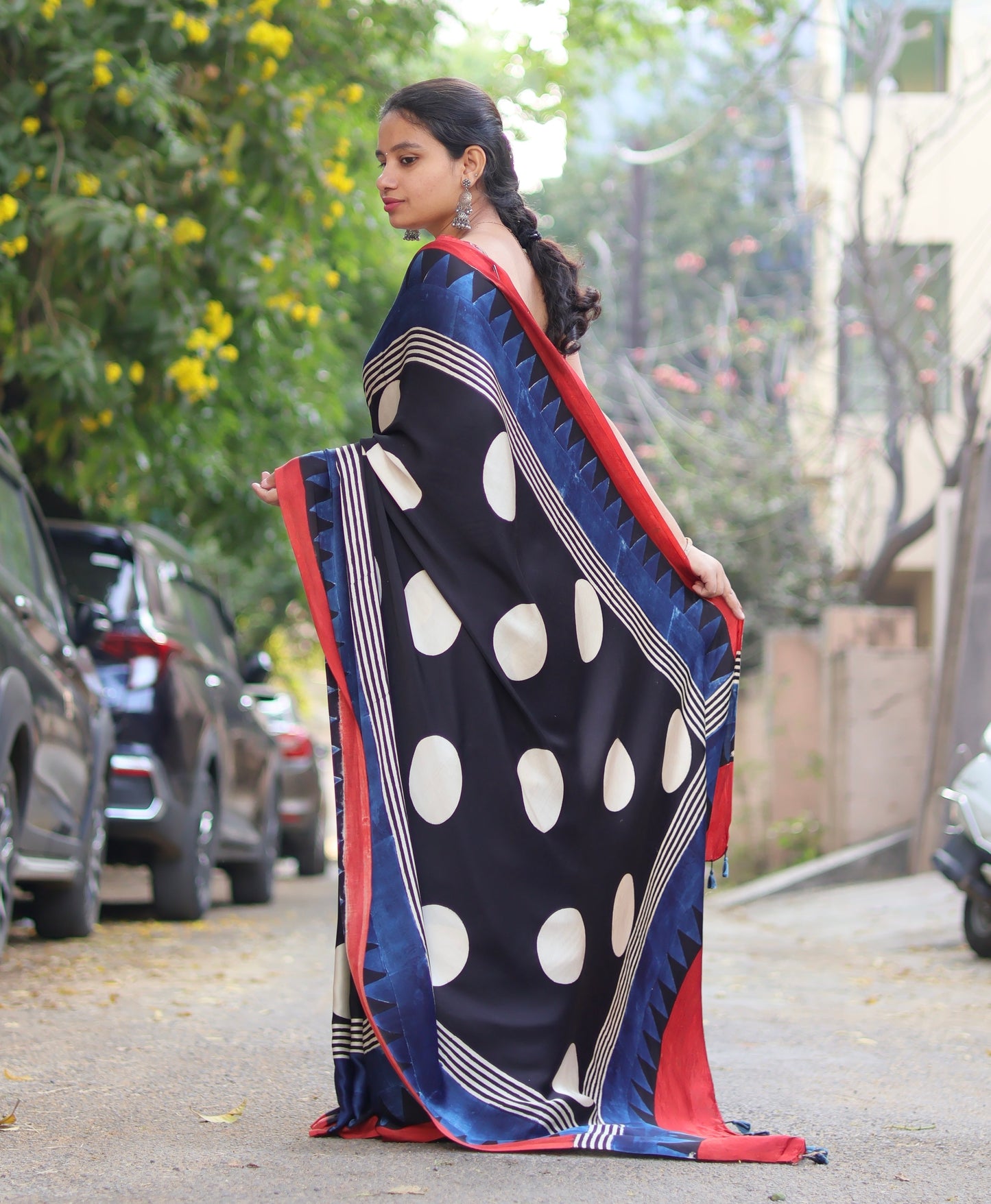 Ajrakh Modal Silk Saree