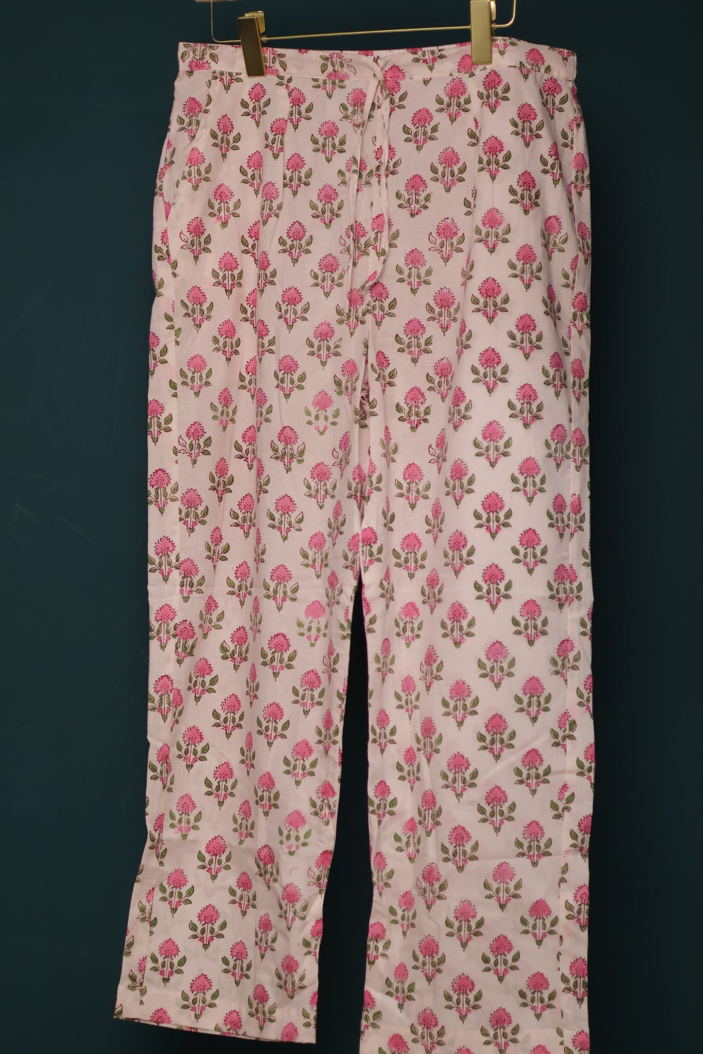 Pastel Blue Handblock printed kota 3 piece suit (stitched)