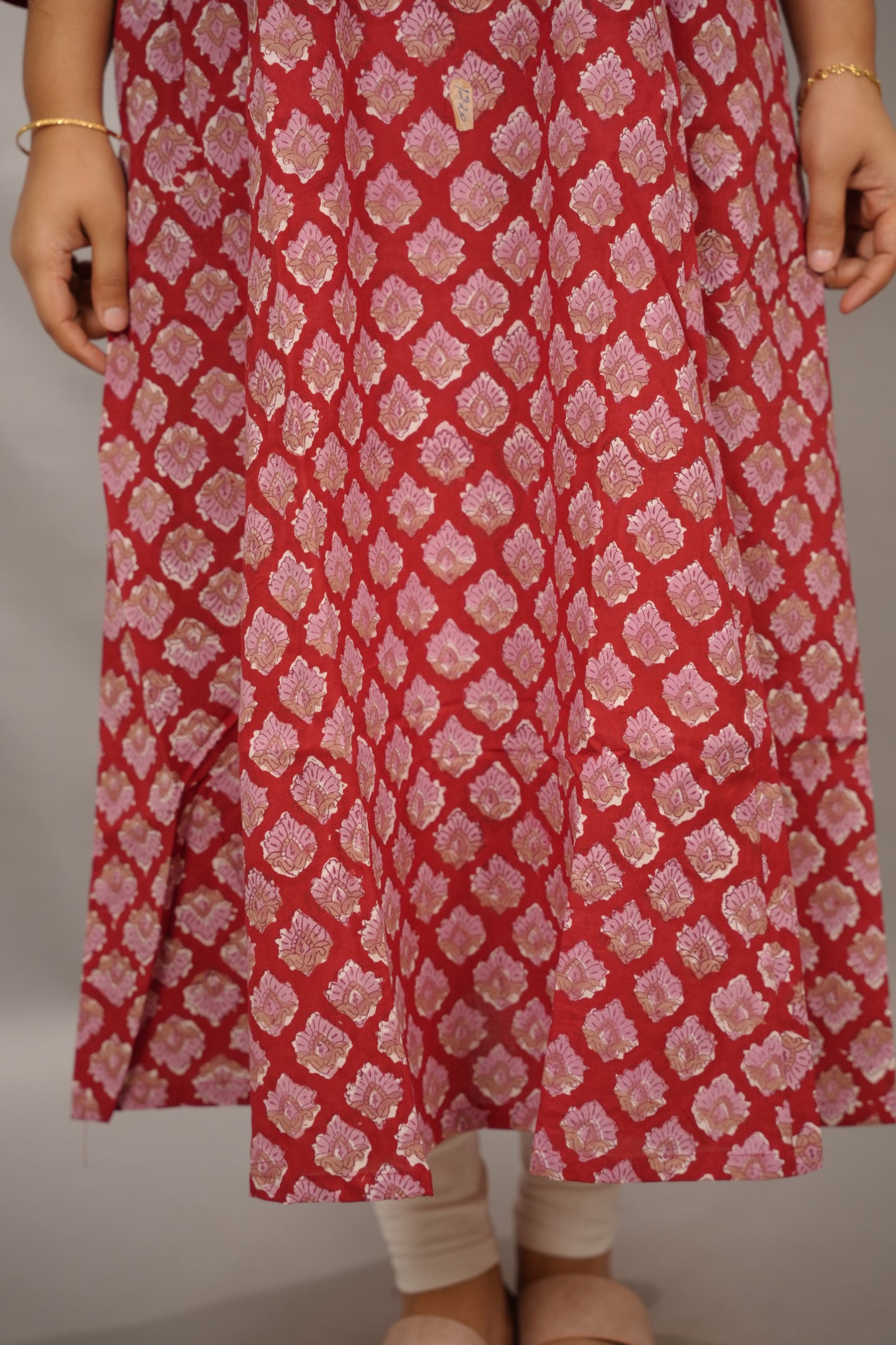 Red Pure Mul Cotton Kali Kurta | Looms & Tassels