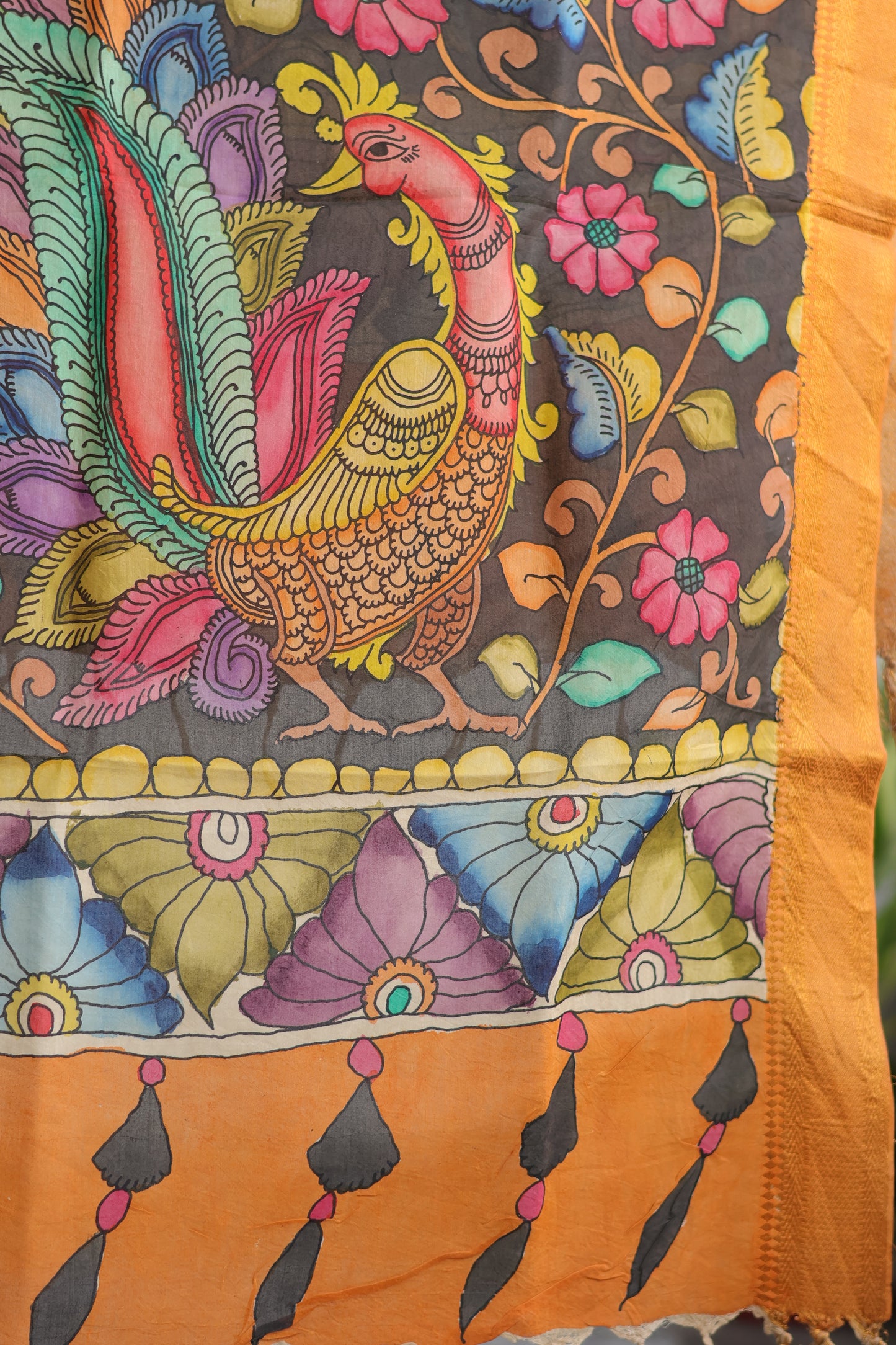 Pen Kalamkari chennur silk duppata