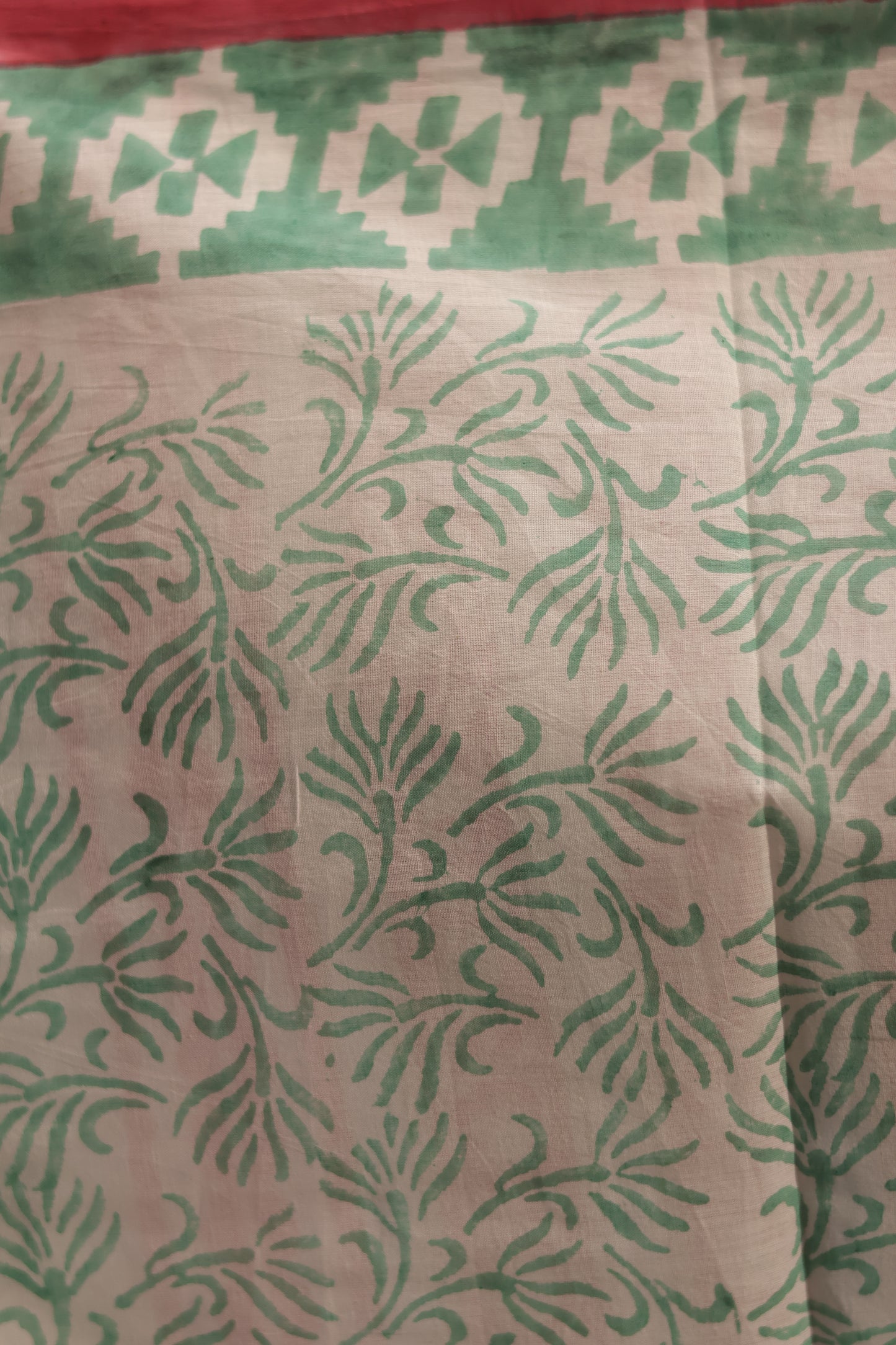 Pink Bagru Handblock printed MulMul cotton saree