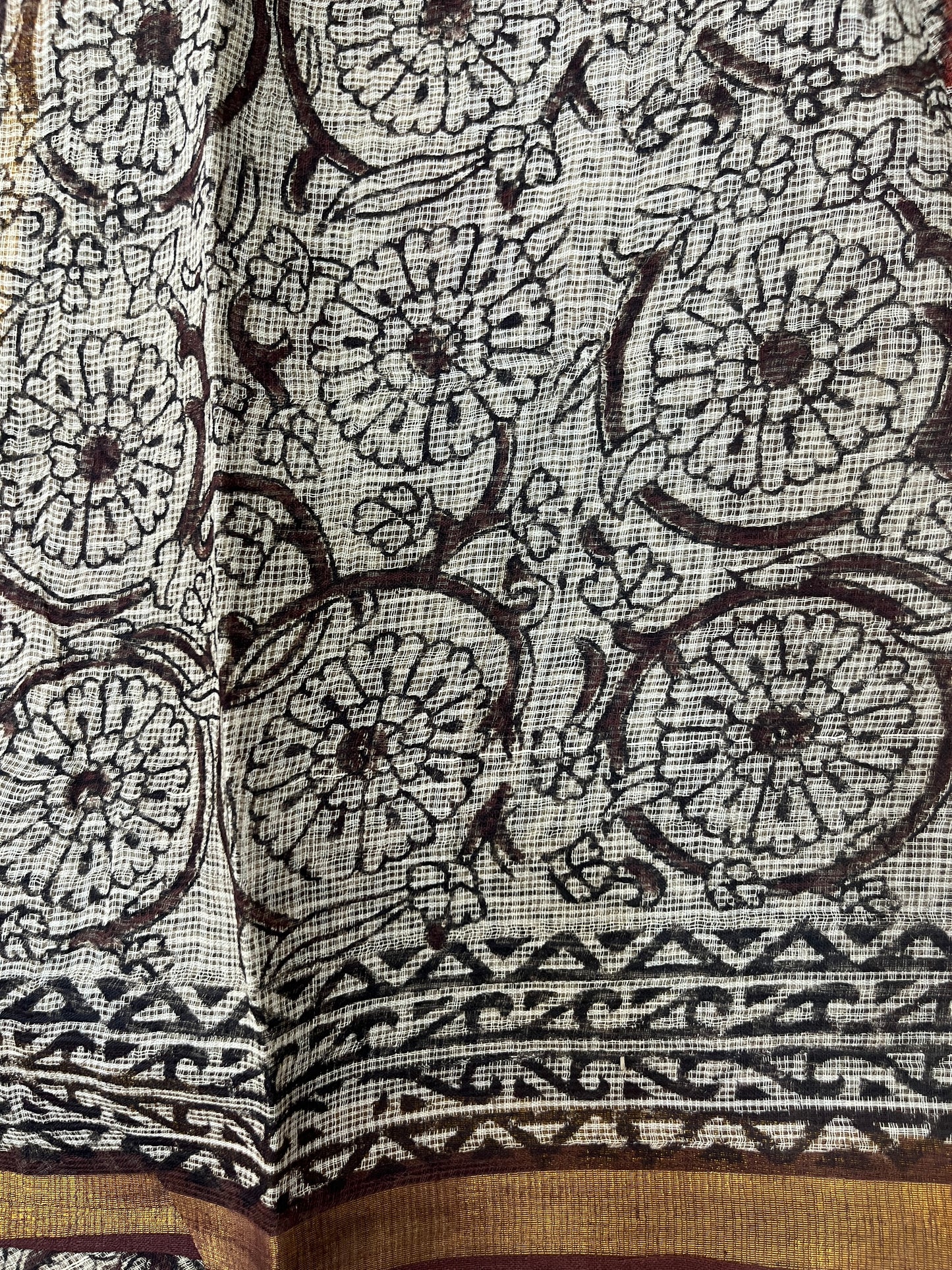 Kalamkari Hand block printed Kota Doriya Saree