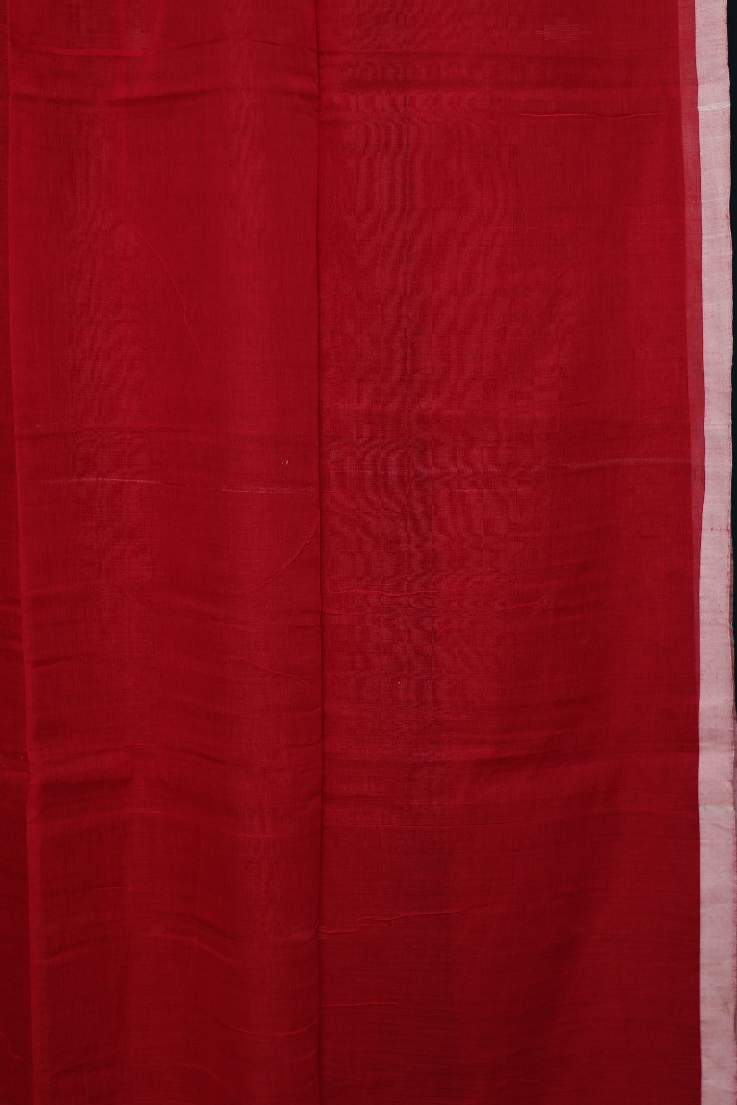 Red Pure Handwoven Mercerised Cotton Saree with Butta Weaving