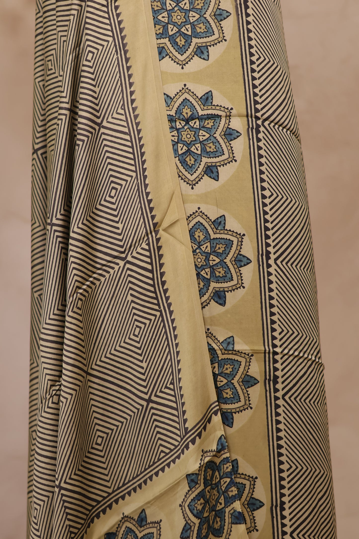 Ajrakh Handblock Printed Modal Silk 2 Piece Suit Set | Looms & Tassels
