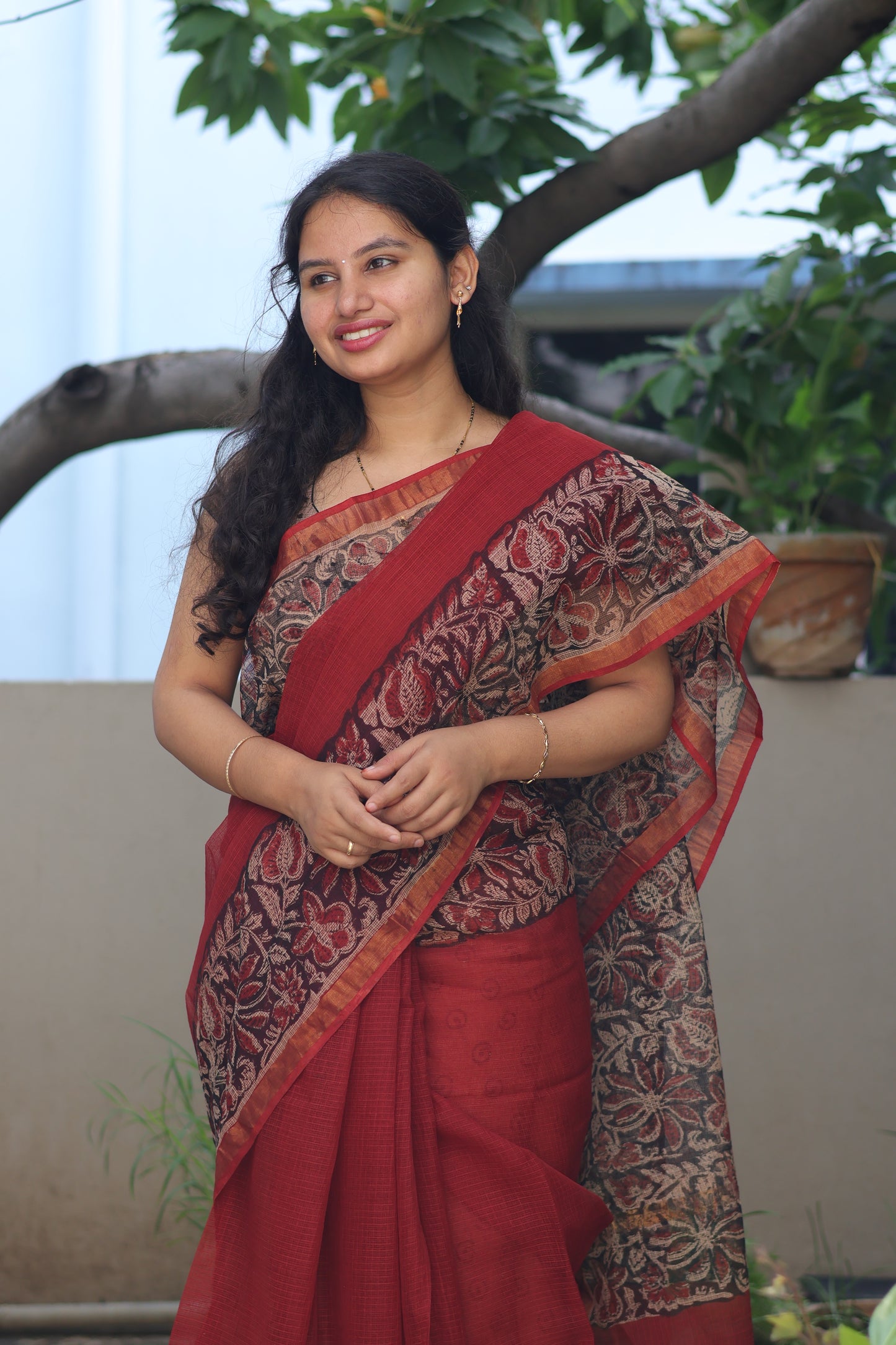 Bagru Hand block printed Kota Doriya Saree