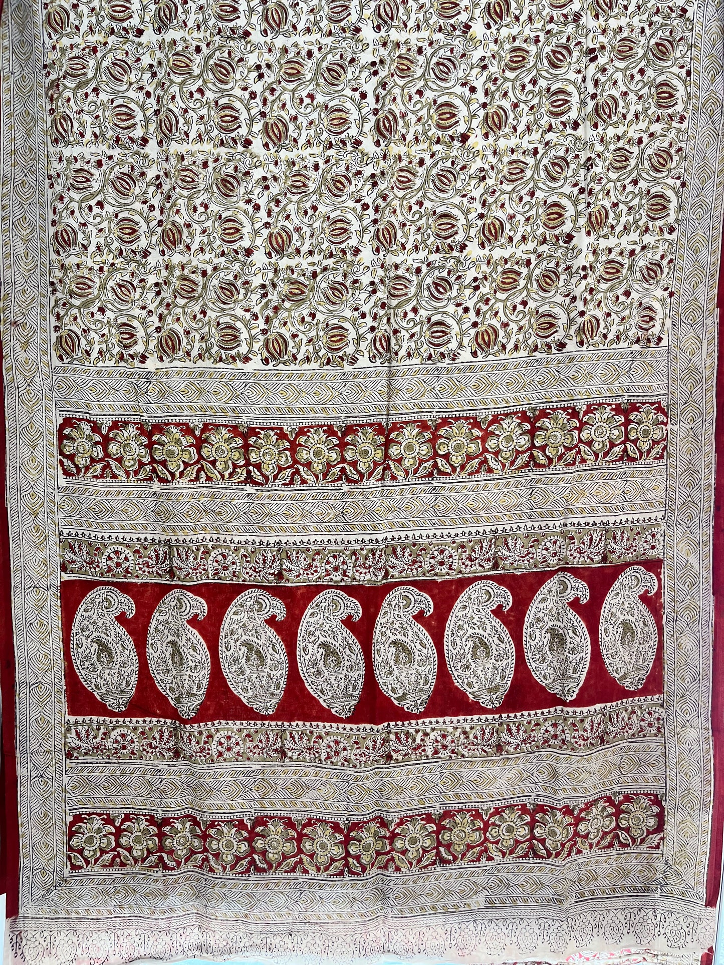 Hand block printed Kalamkari Silk Saree