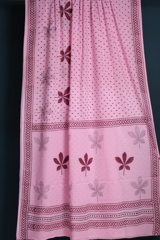 Bagru Handblock printed MulMul cotton saree