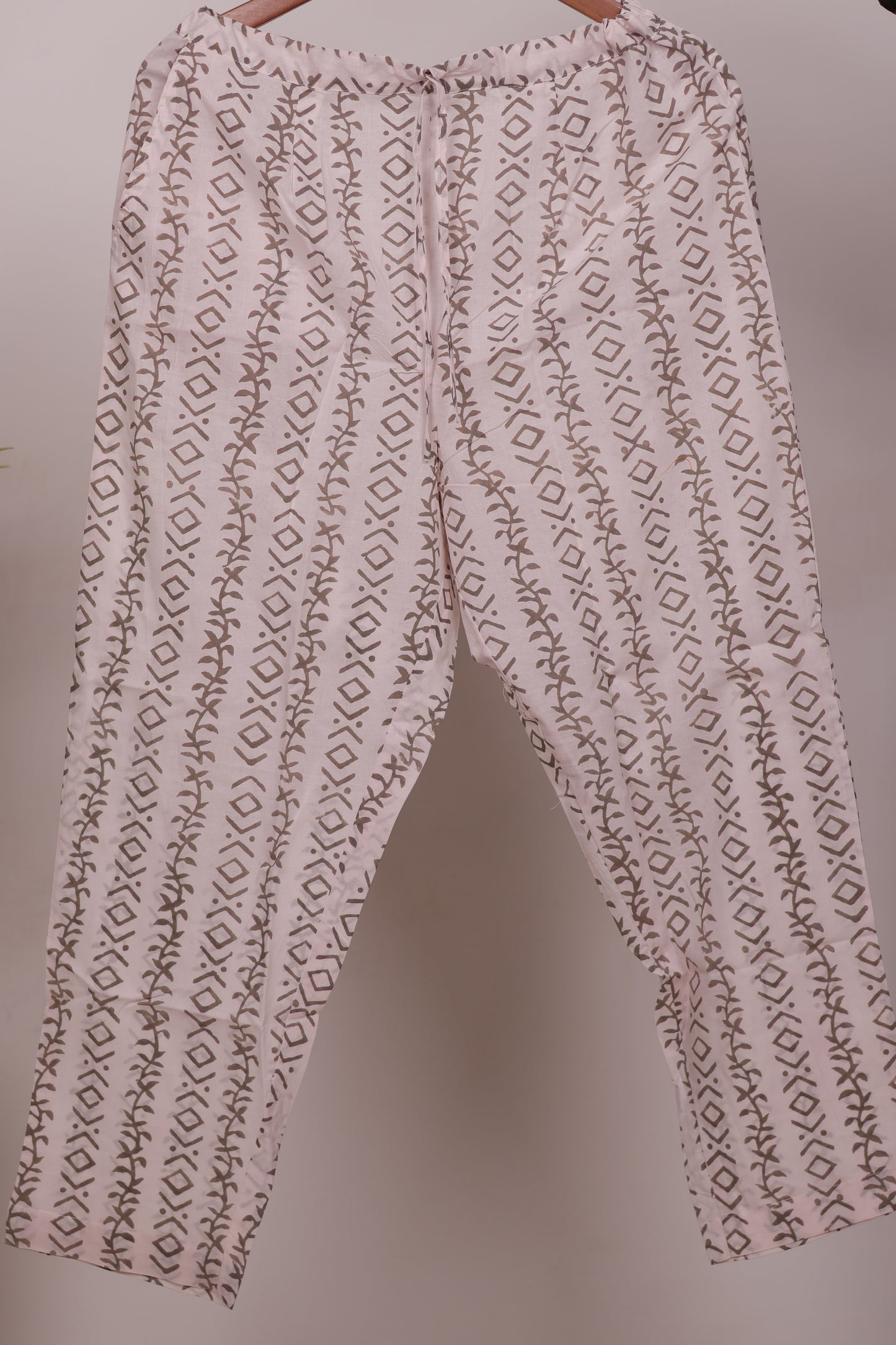 Red Handblock printed Pure Mul Cotton with Chiffon Duppata 3 piece suit (stitched)