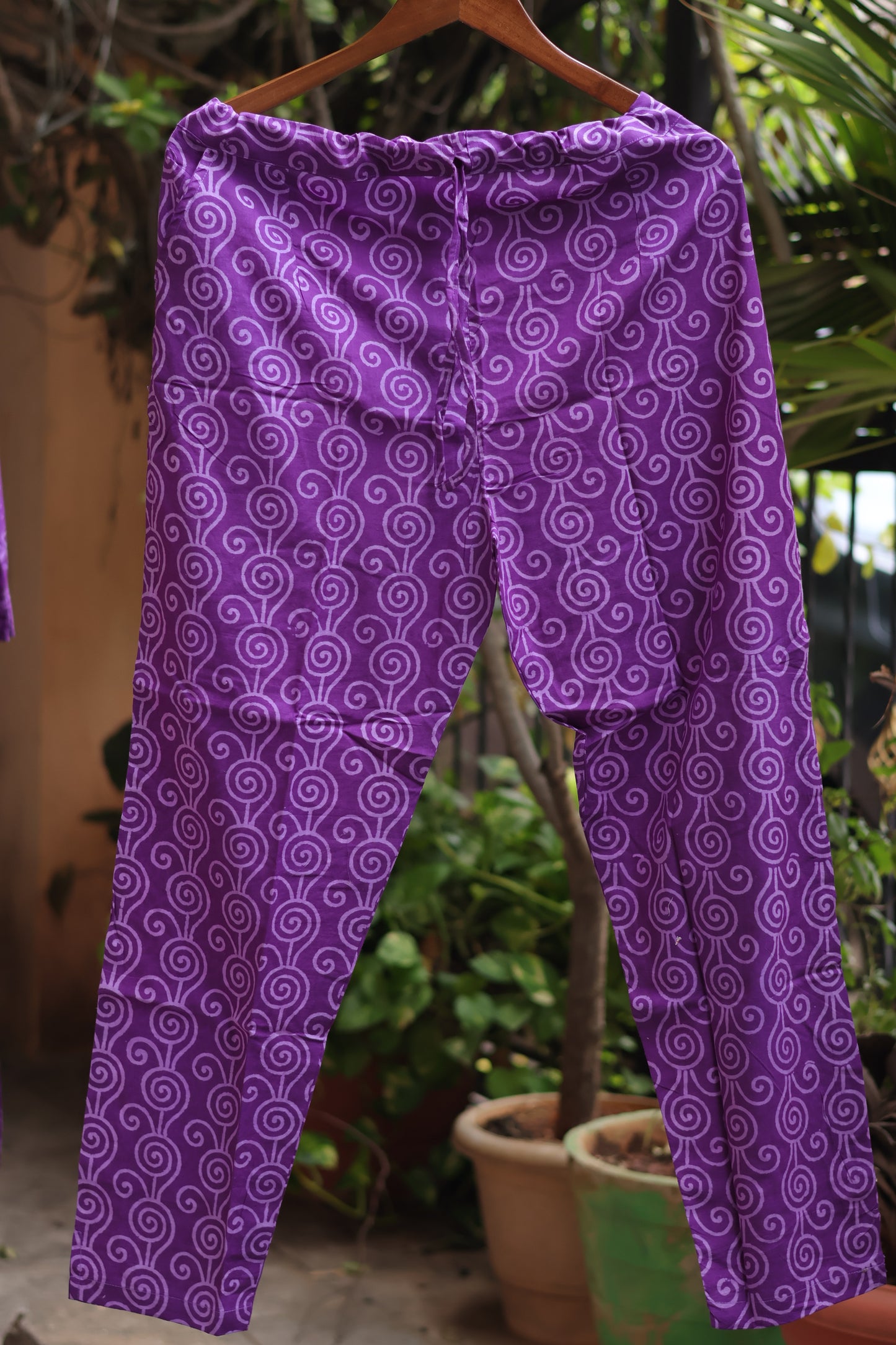Purple Handblock printed Pure Mul Cotton with Kota Doria Duppata 3 piece suit (stitched)