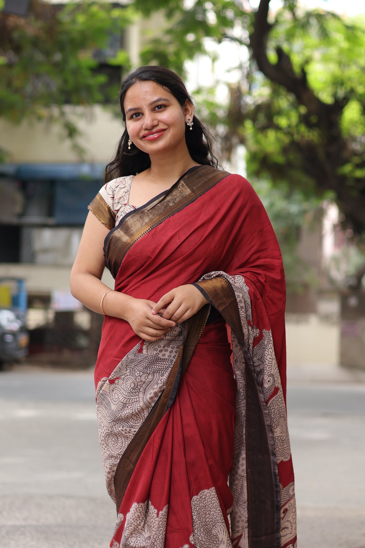 Nizam Border Kalamkari Silk Sare