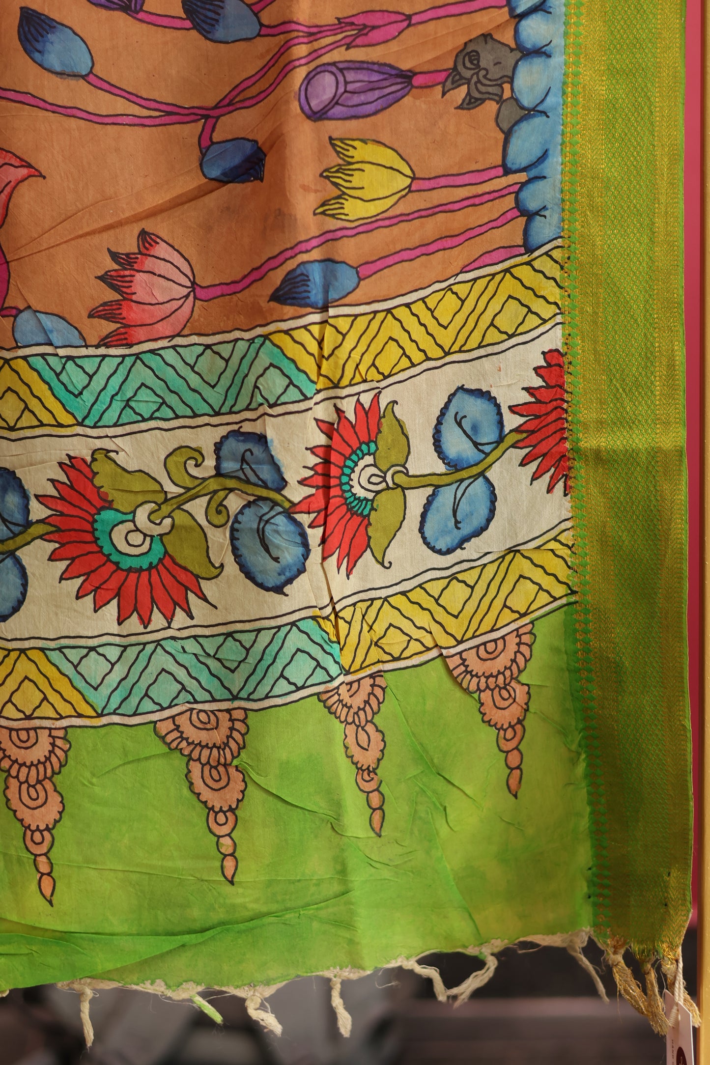 Pen Kalamkari chennur silk duppata