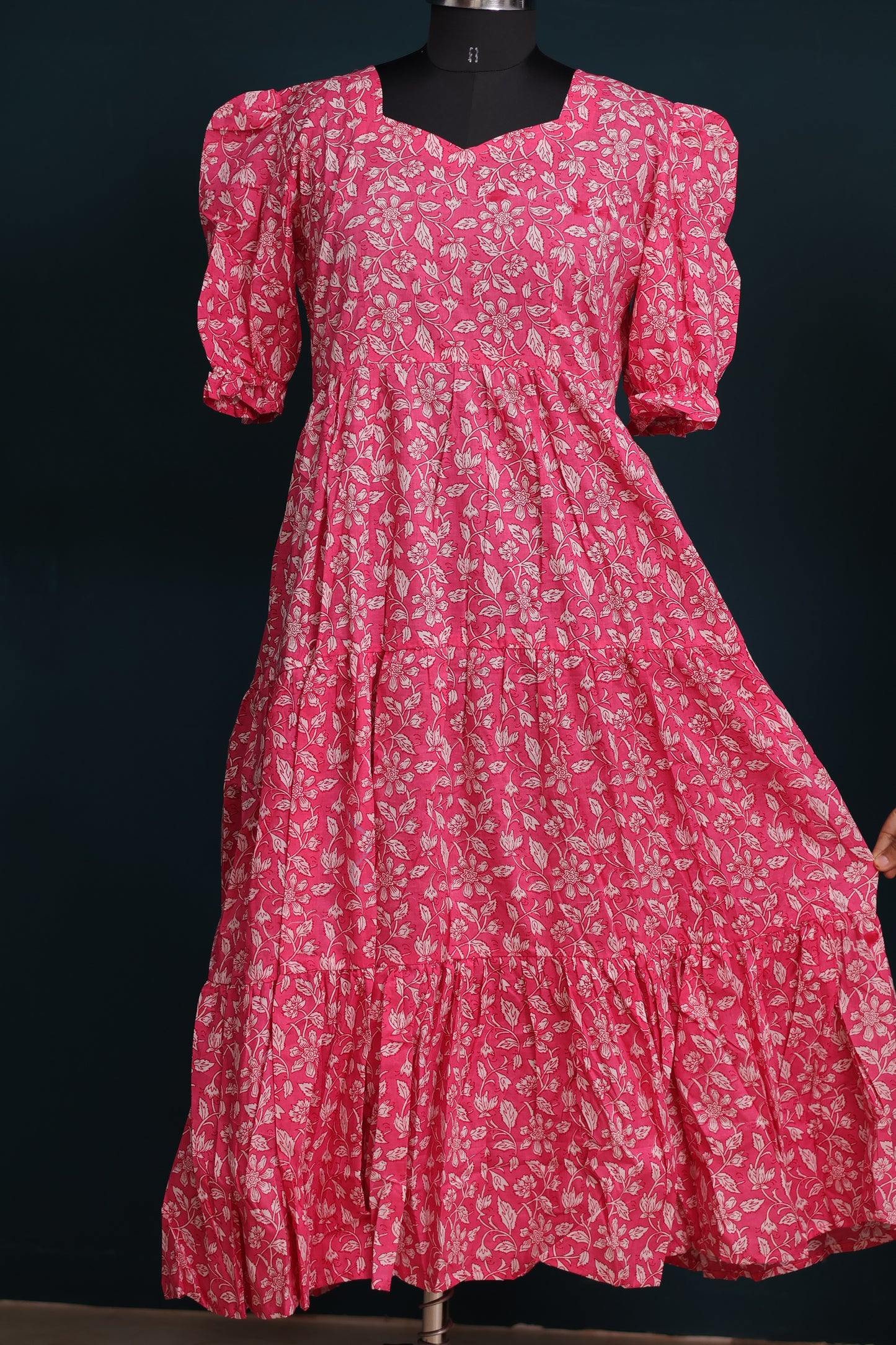 Pink Bagru pure cotton frock