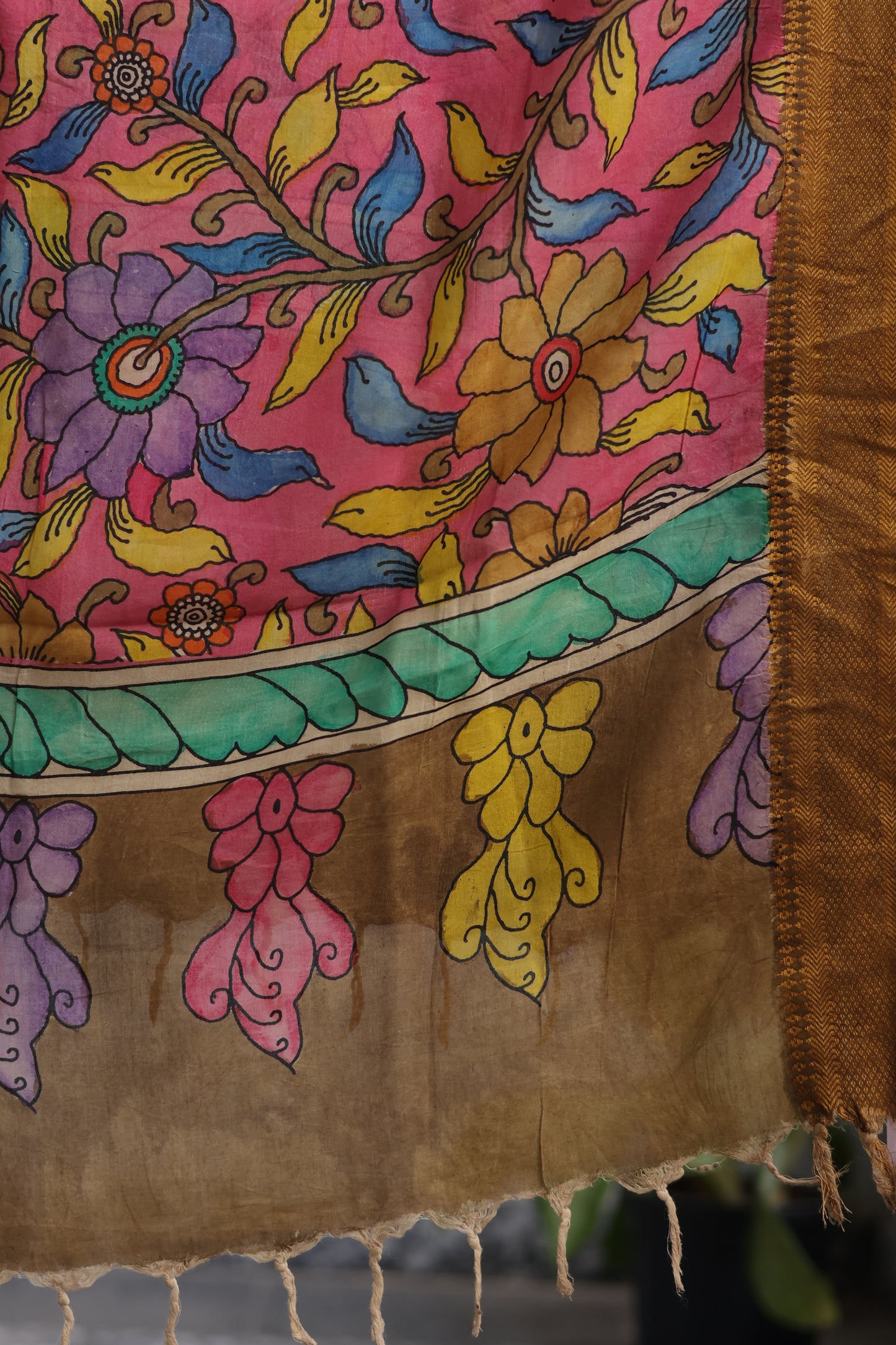 Pen Kalamkari chennur silk duppata