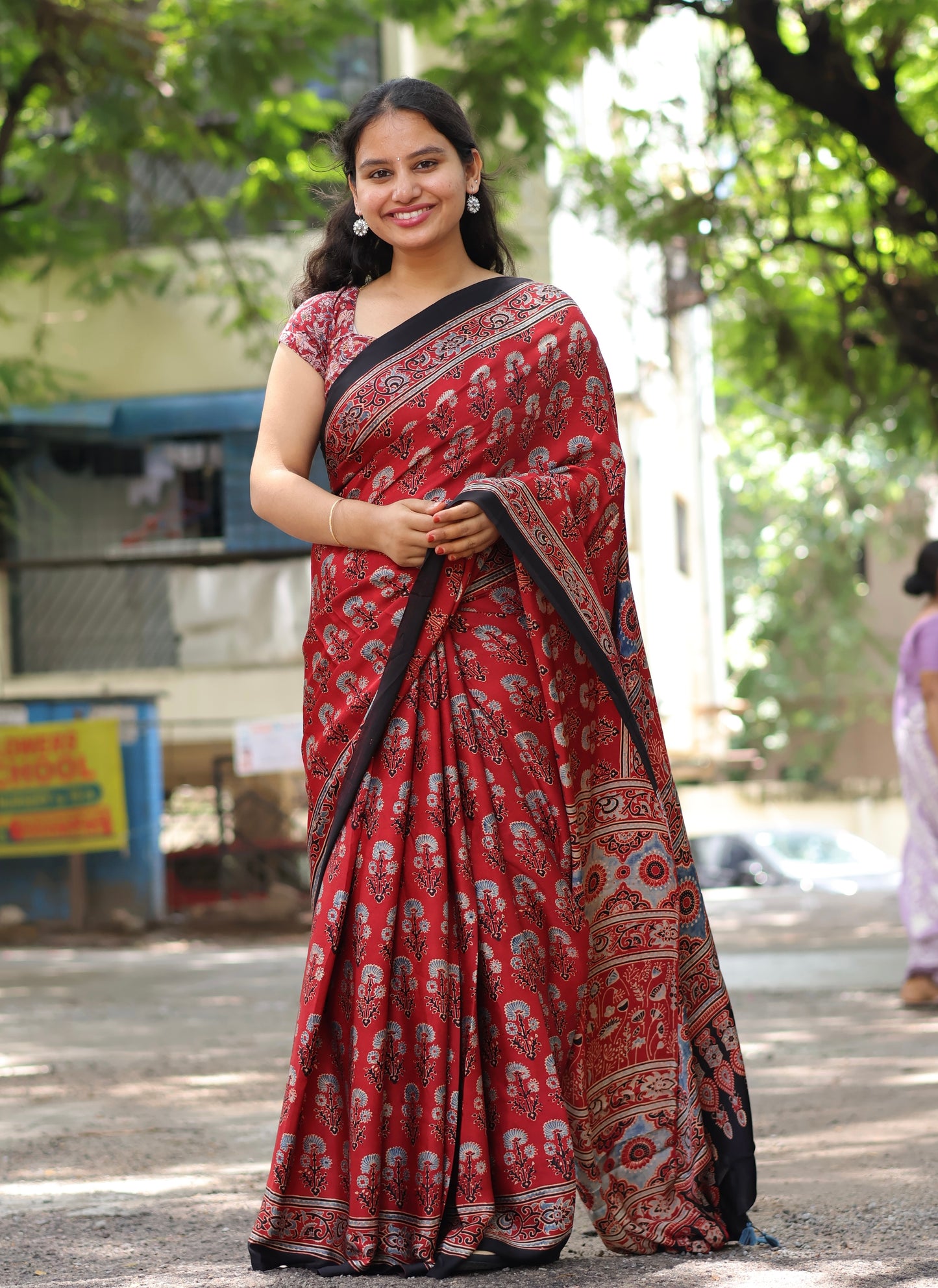 Ajrakh Modal Silk Saree