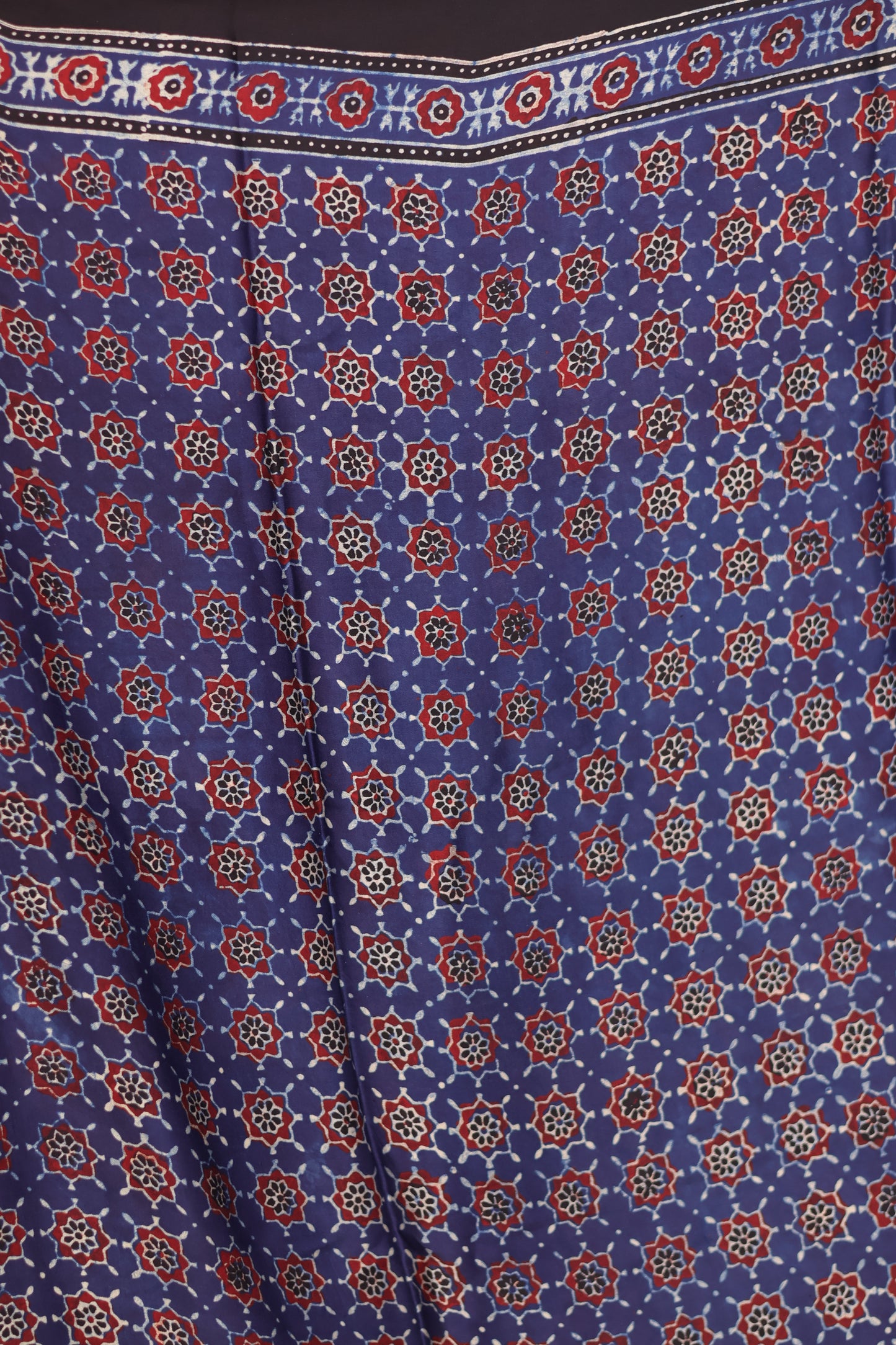 Indigo Ajrakh Modal Silk Saree