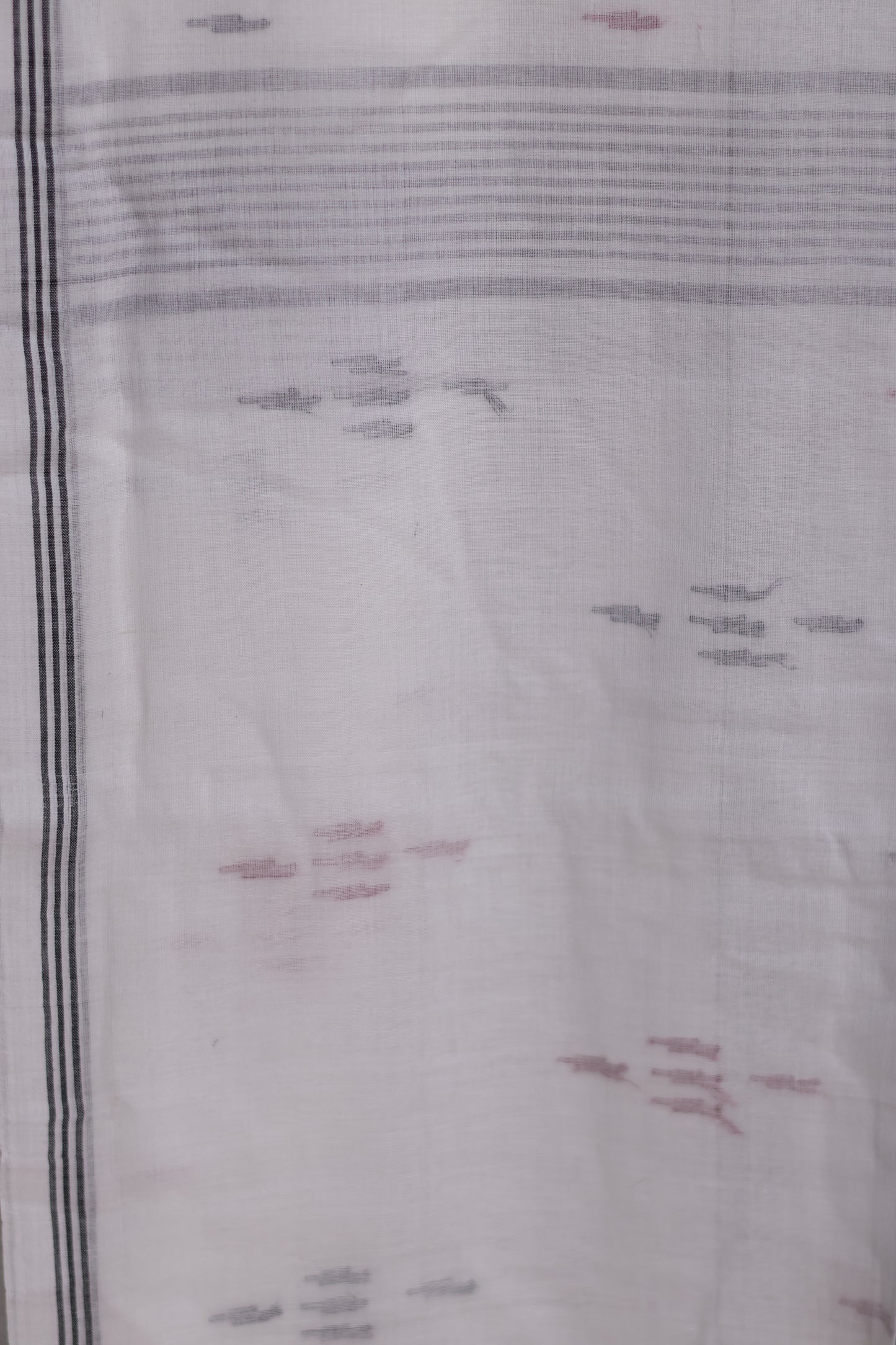 White Pure Handwoven Malai Cotton Saree with Butta Weaving