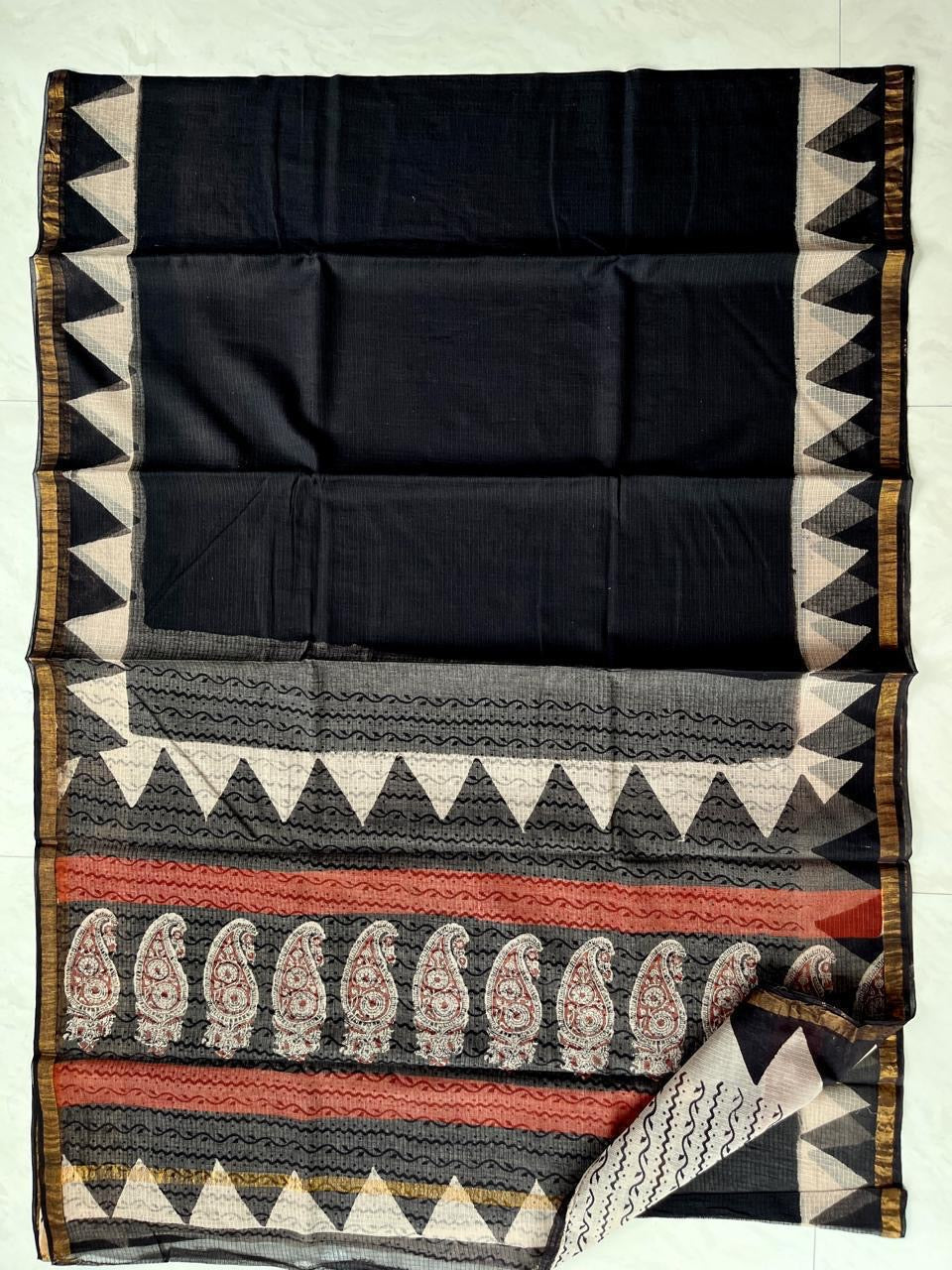 Bagru Hand block printed Kota Doriya Saree