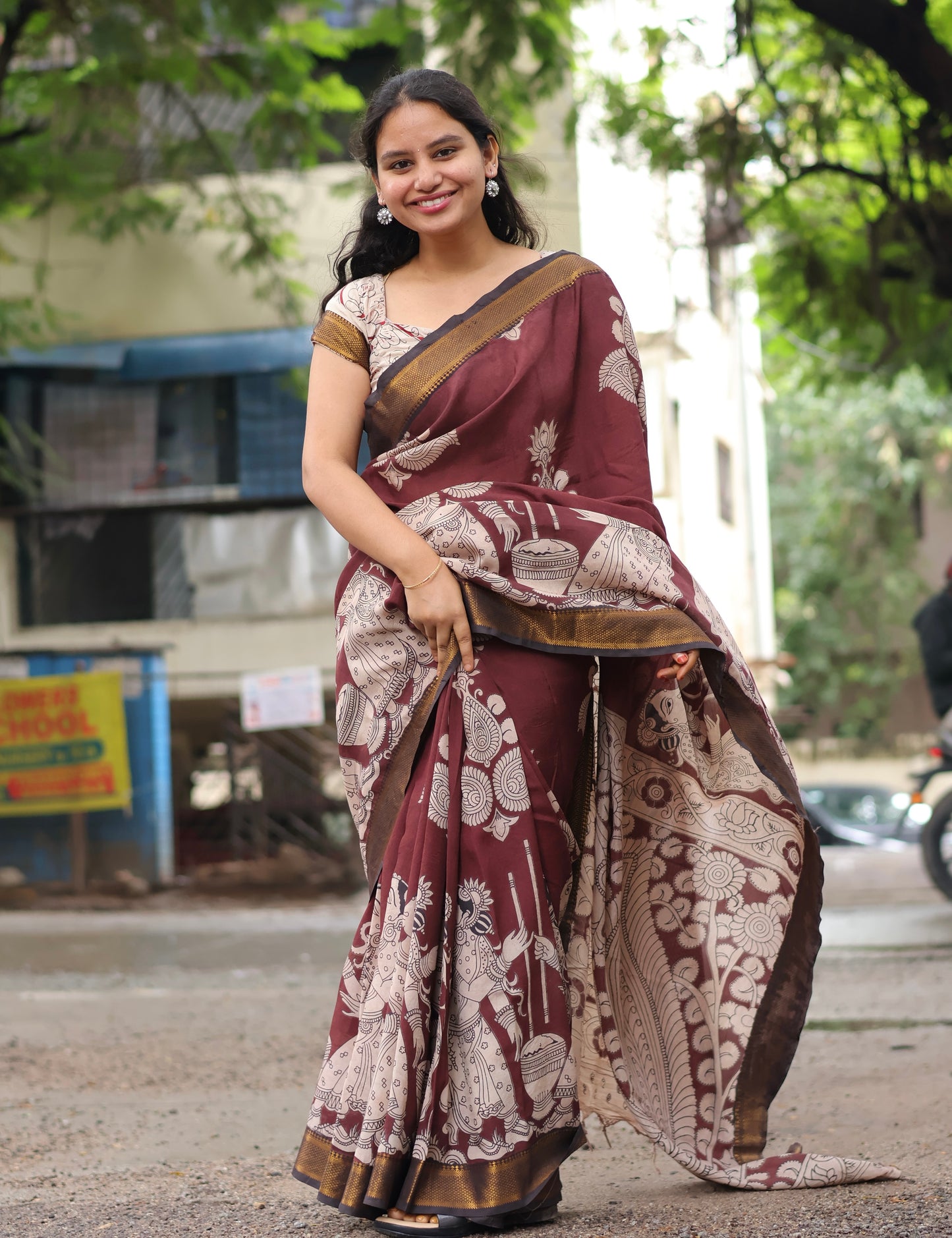 Nizam Border Kalamkari Silk Sare
