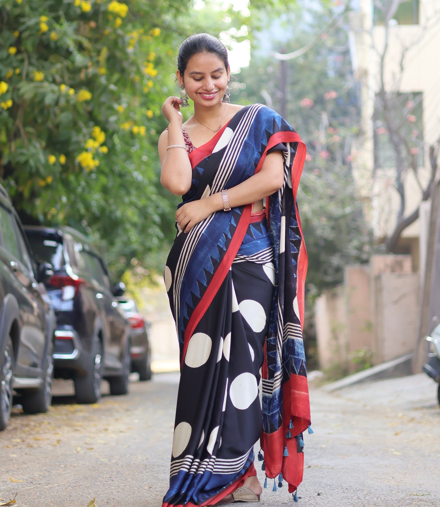 Ajrakh Modal Silk Saree
