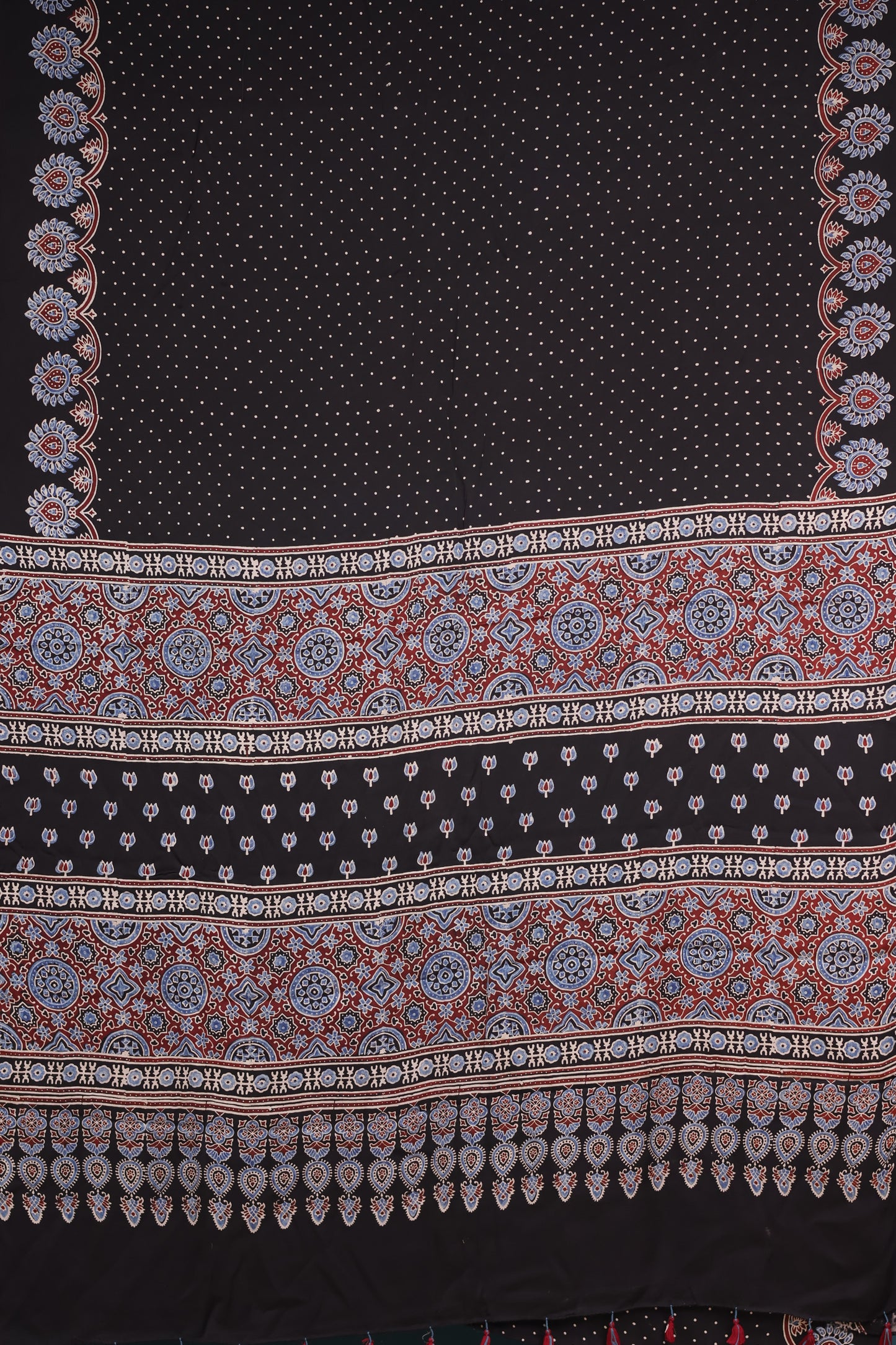 Pure Ajrakh Hand Block Printed Modal Silk Saree
