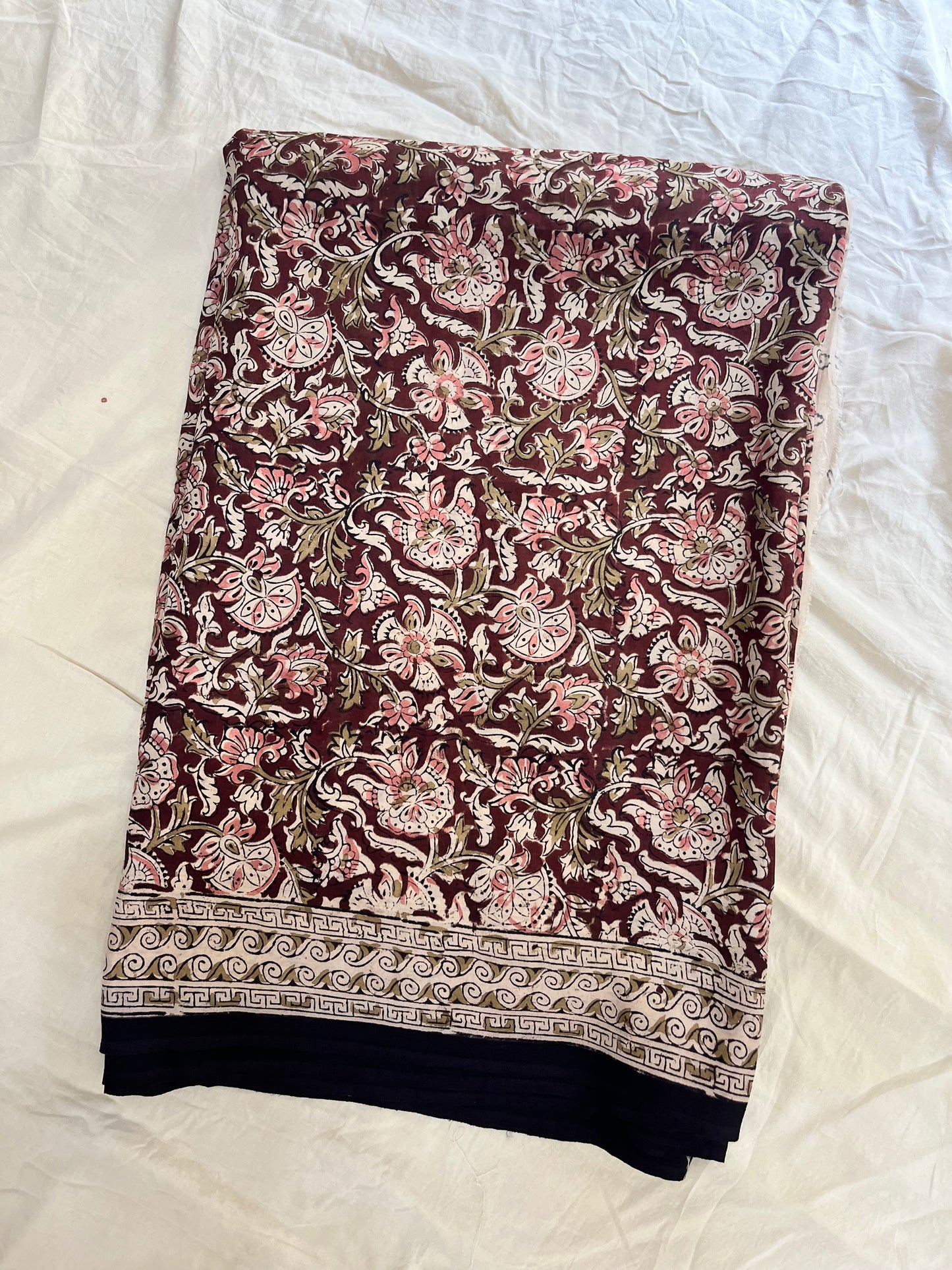 Hand block printed Kalamkari Silk Saree