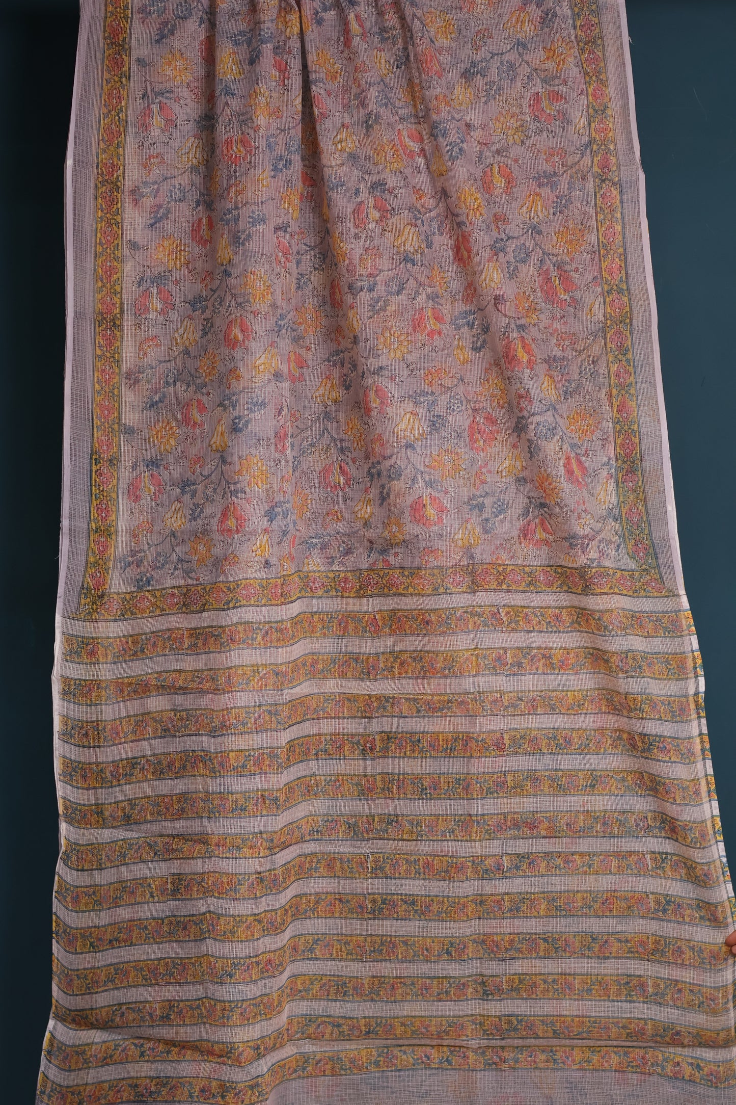 Hand block printed Kota Doriya Saree
