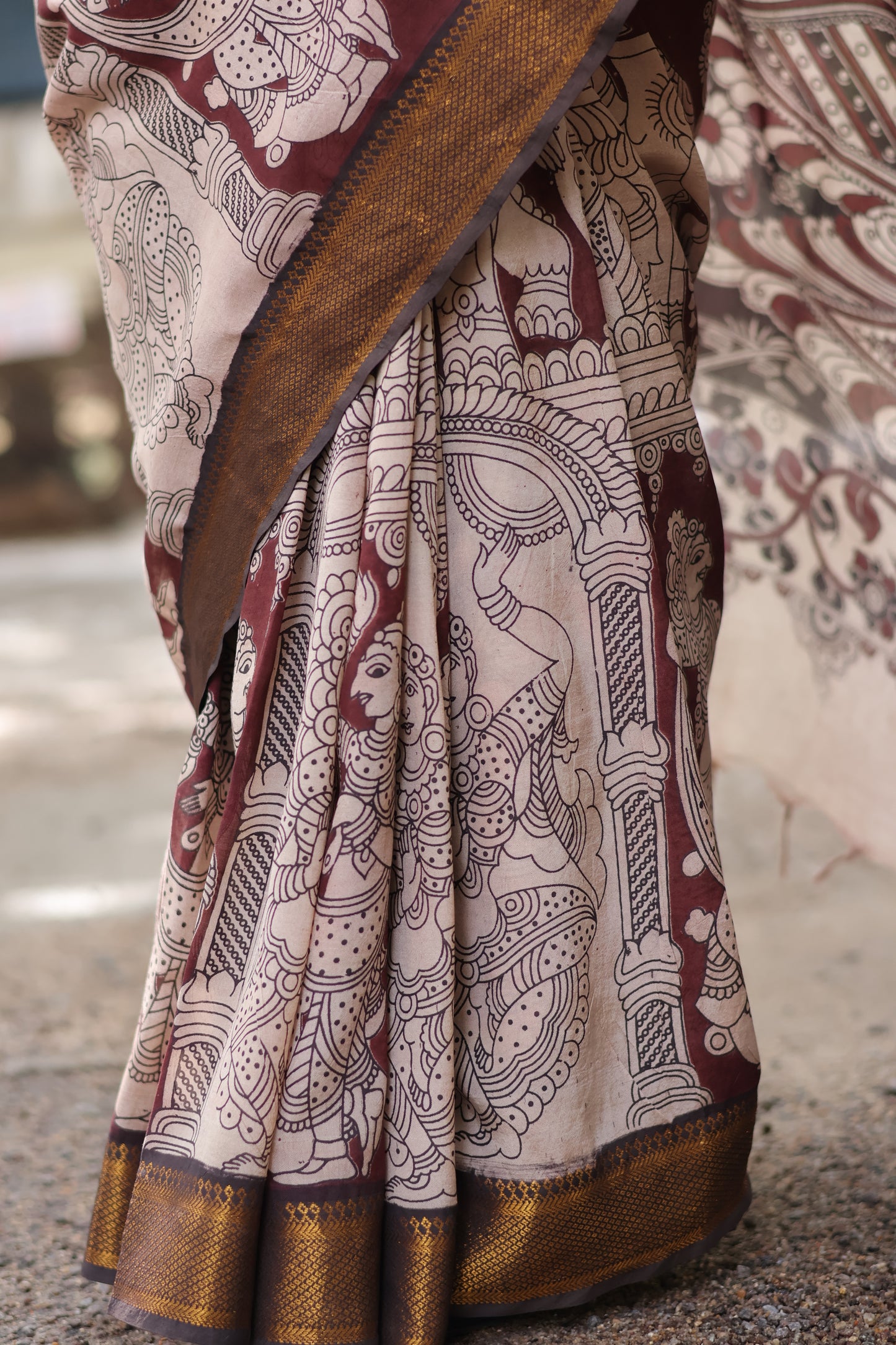 Nizam Border Kalamkari Silk Sare