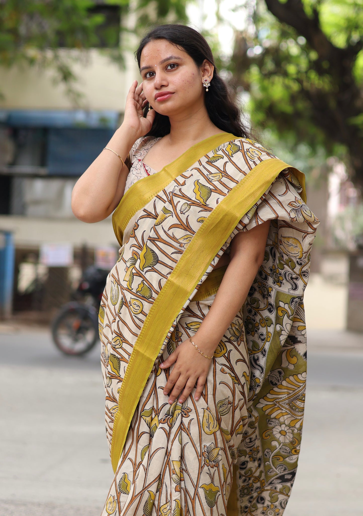 Nizam Border Kalamkari Silk Sare