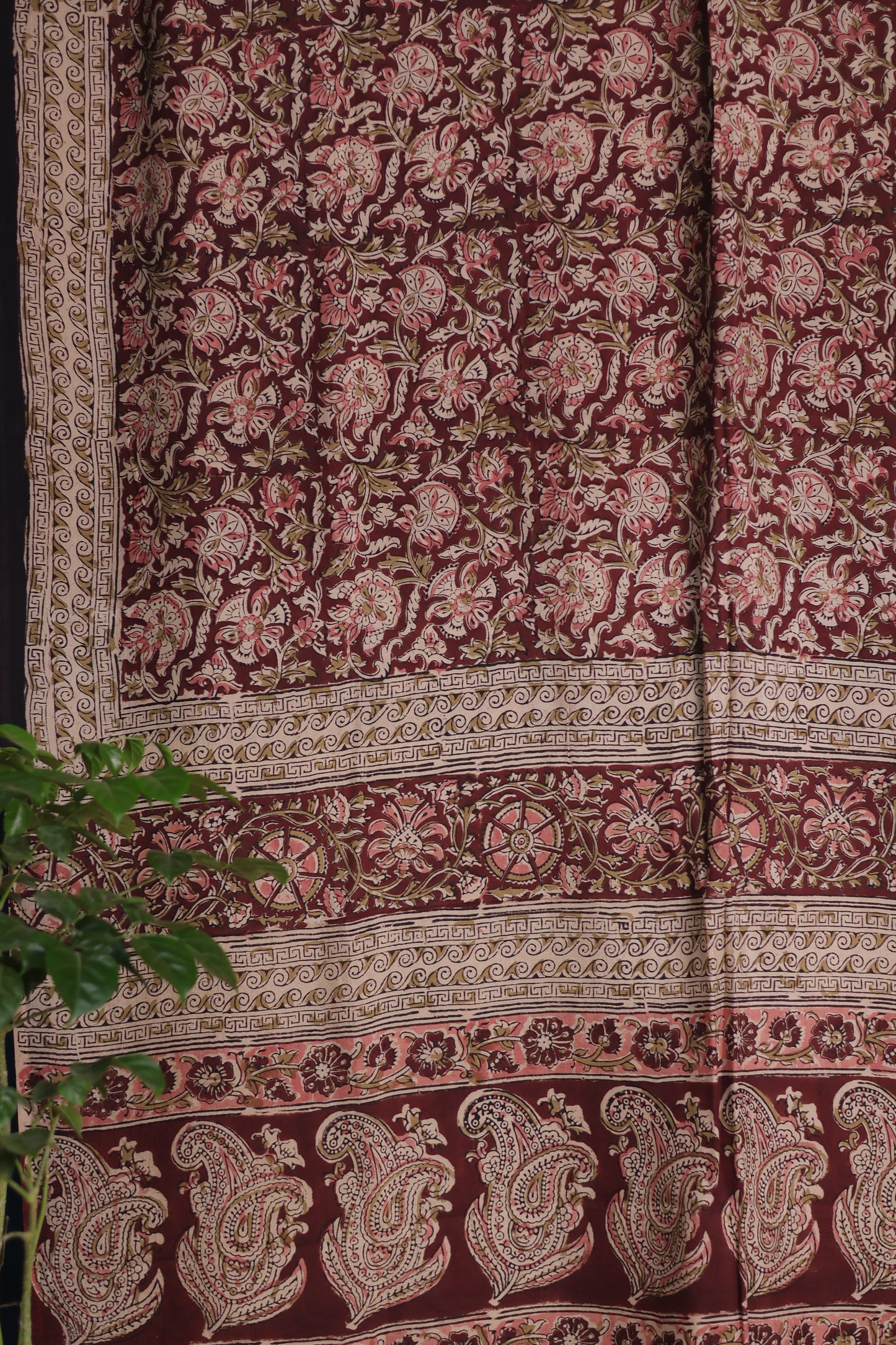 Hand block printed Kalamkari Silk Saree