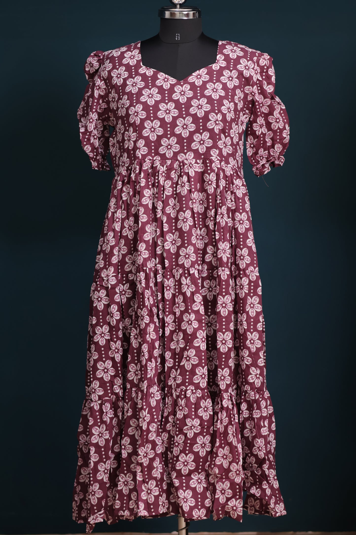 Brown Bagru pure cotton frock