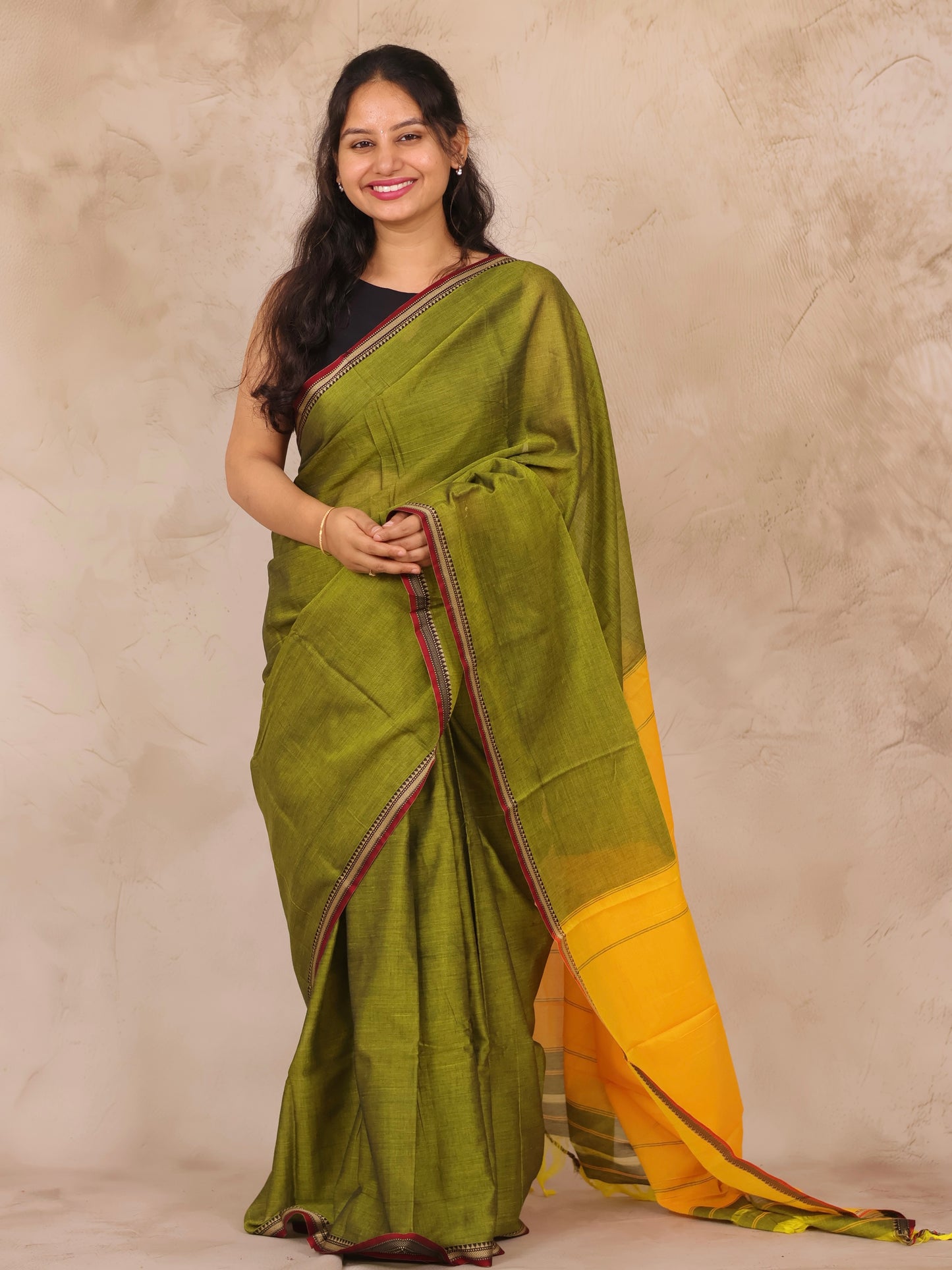 Green Narayanpet Cotton Saree | Looms & Tassels