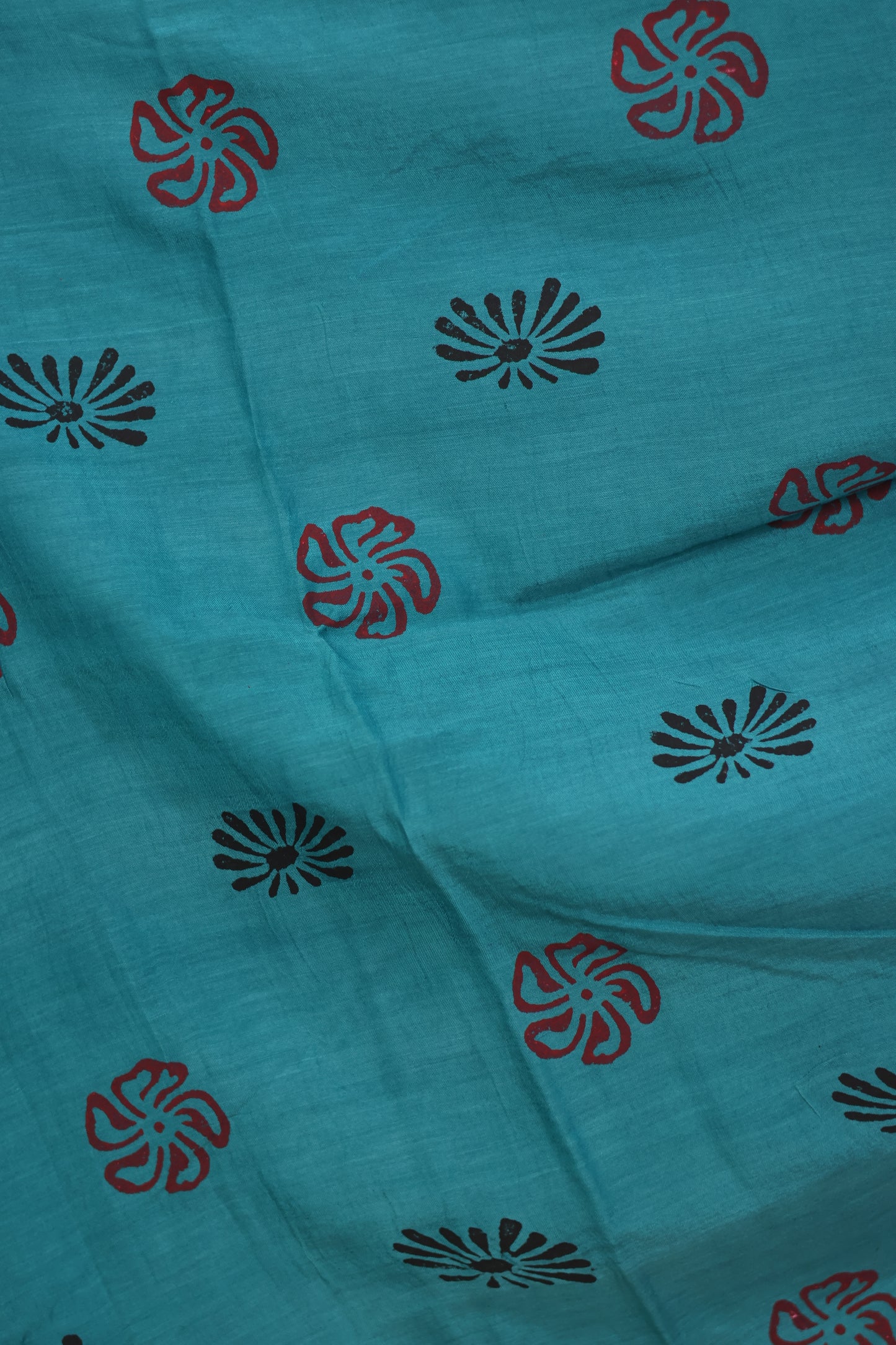 Pink Hand dyeing premium chennur silk with block prints saree