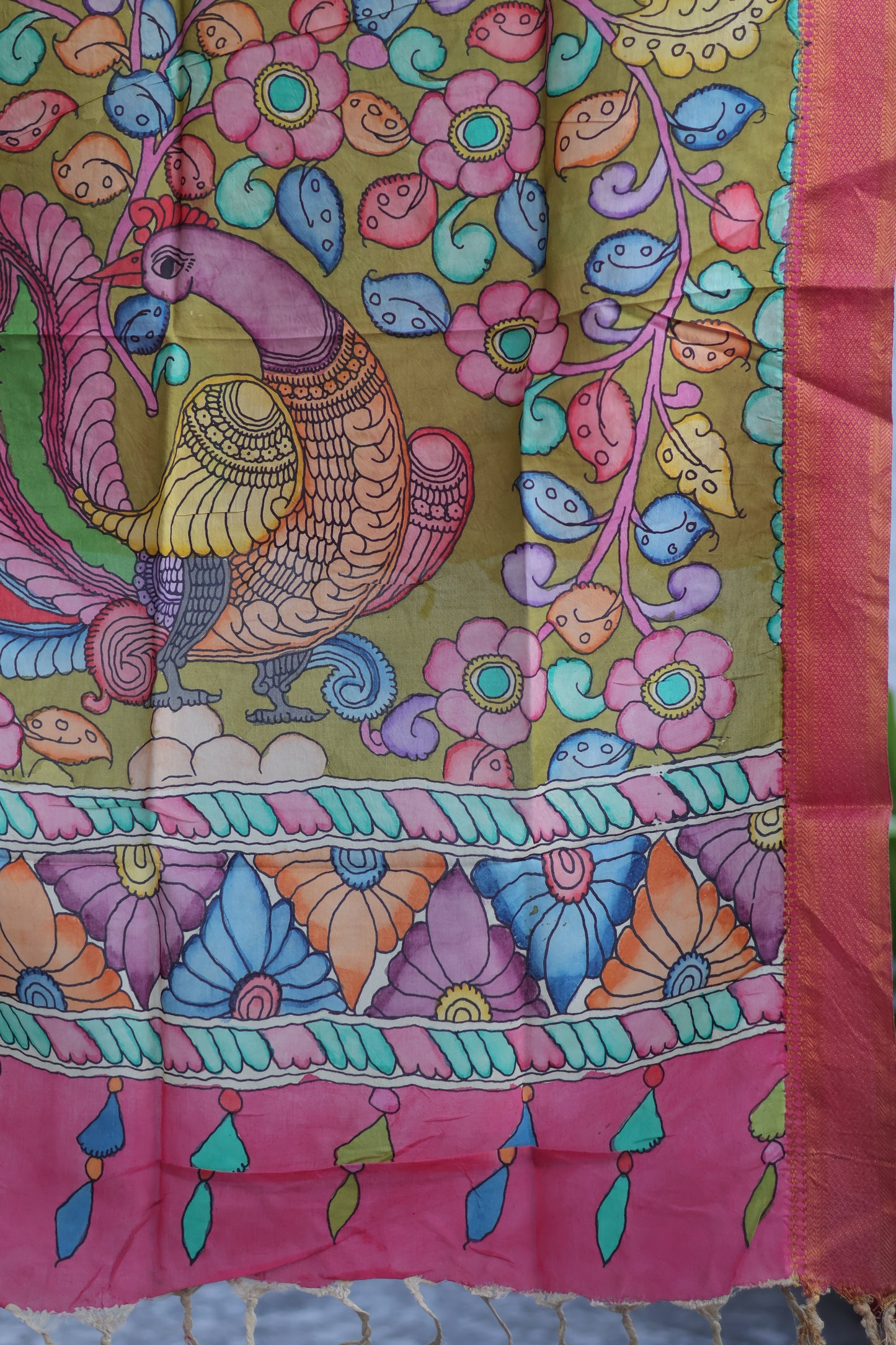 Pen Kalamkari chennur silk duppata