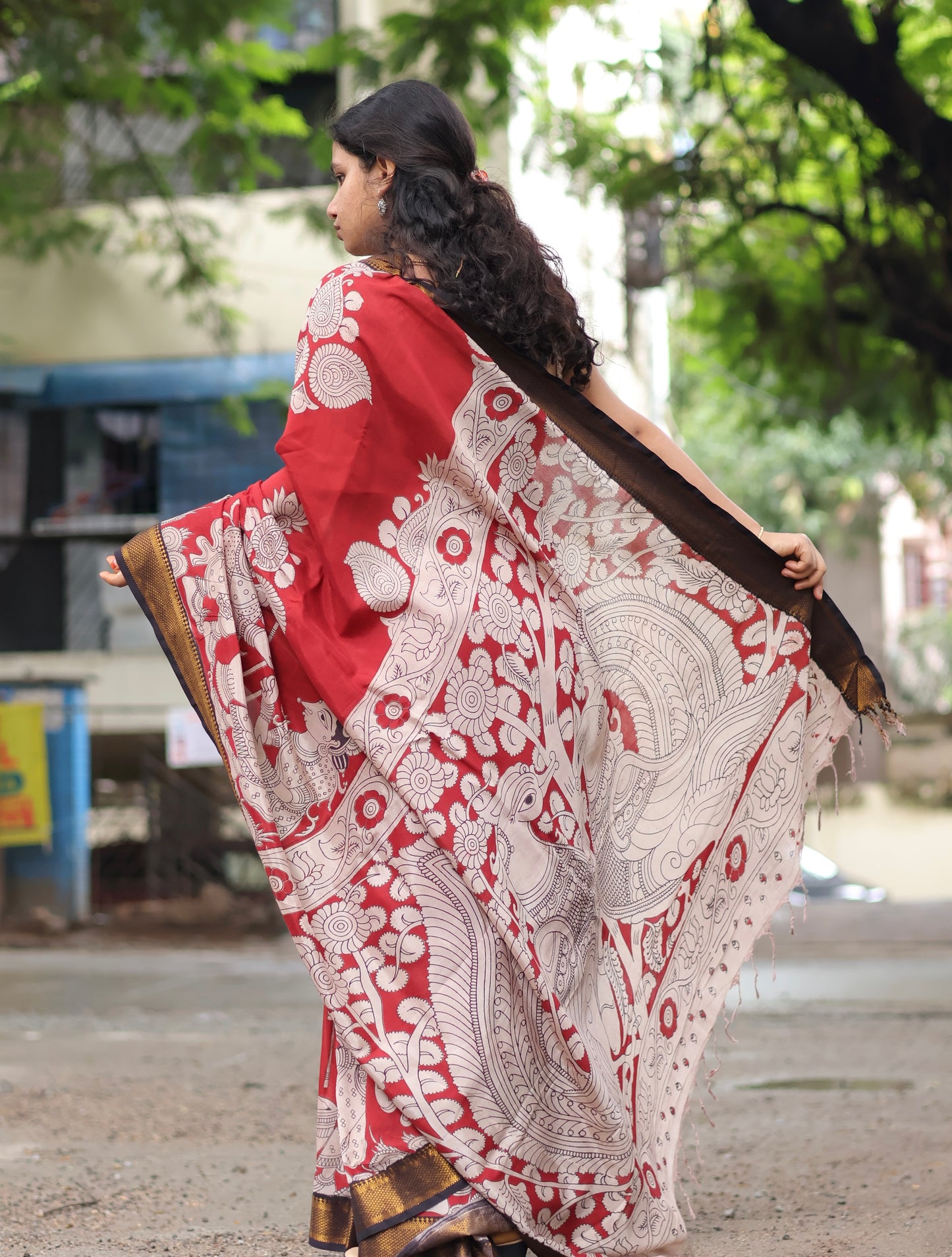 Nizam Border Kalamkari Silk Sare