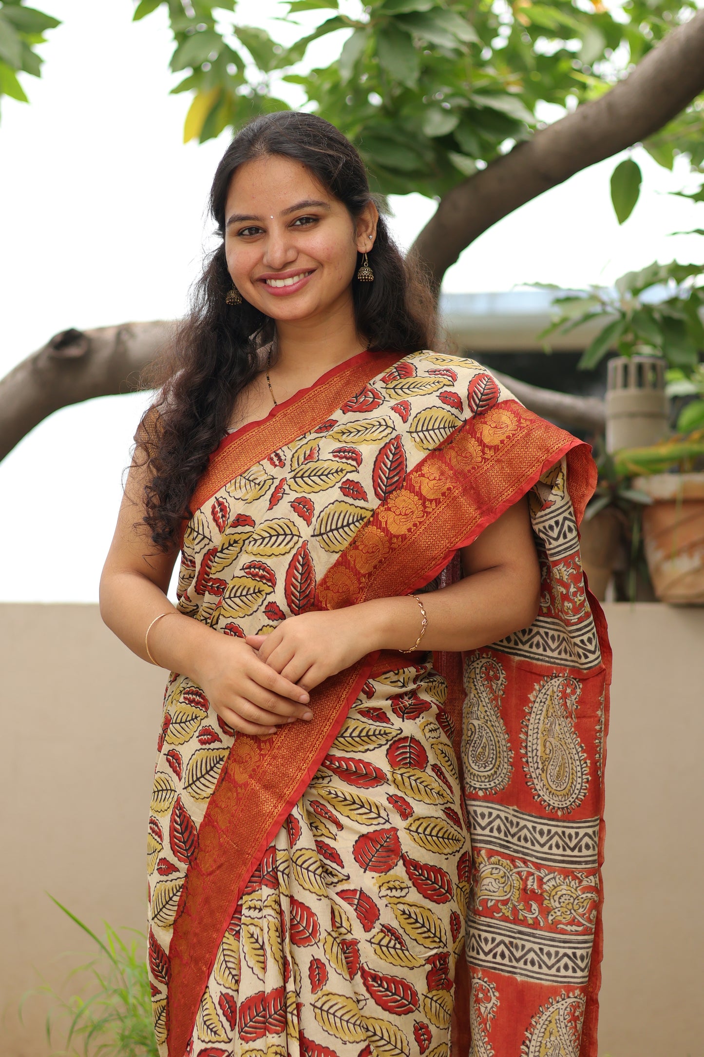 Kanchi border Kalamkari chennur silk saree