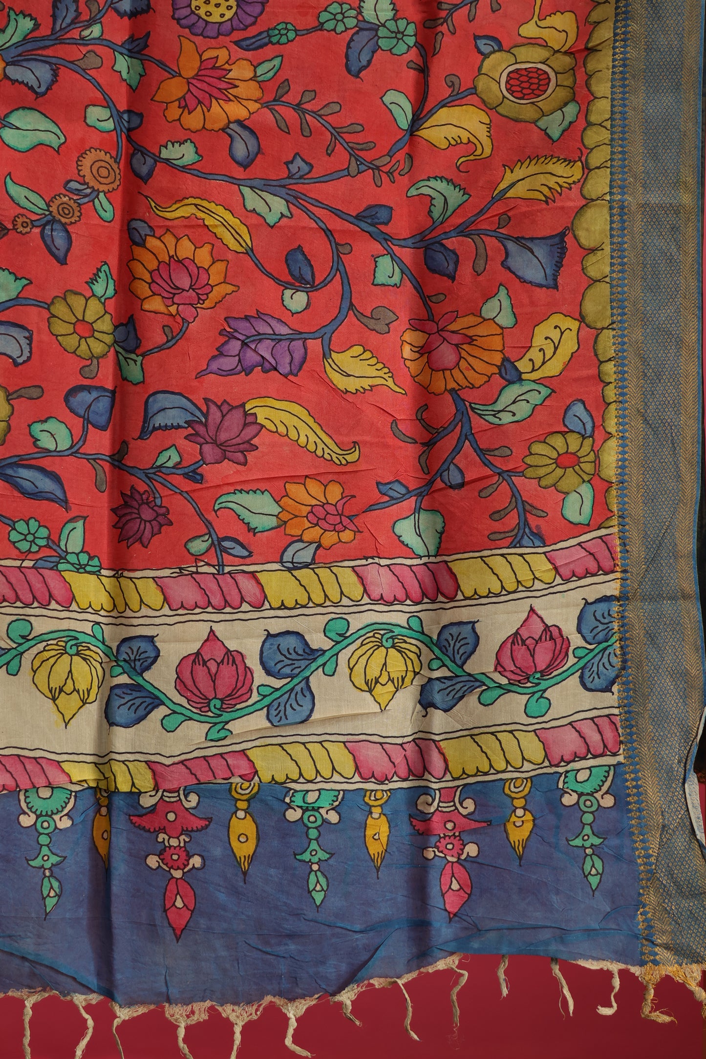 Pen Kalamkari chennur silk duppata