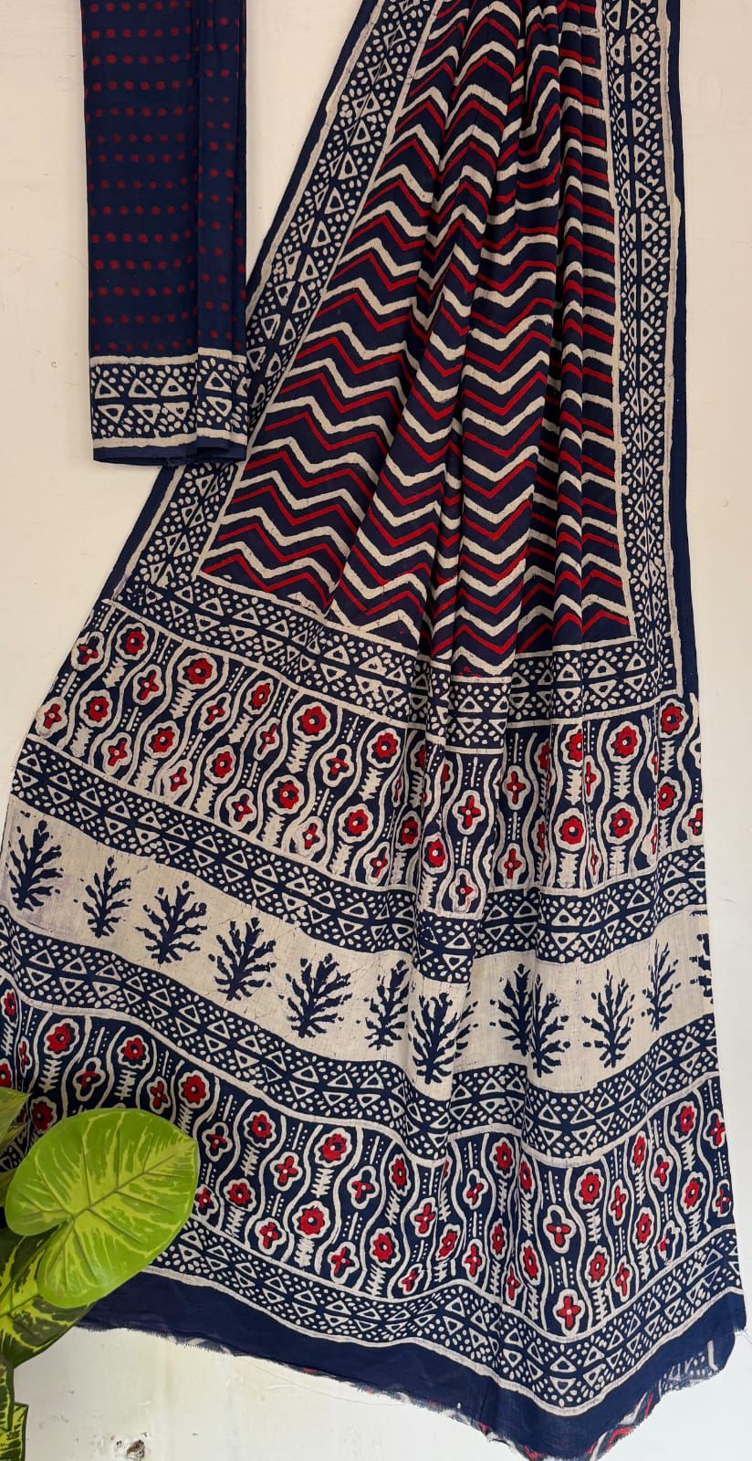 Bagru Handblock printed MulMul cotton saree