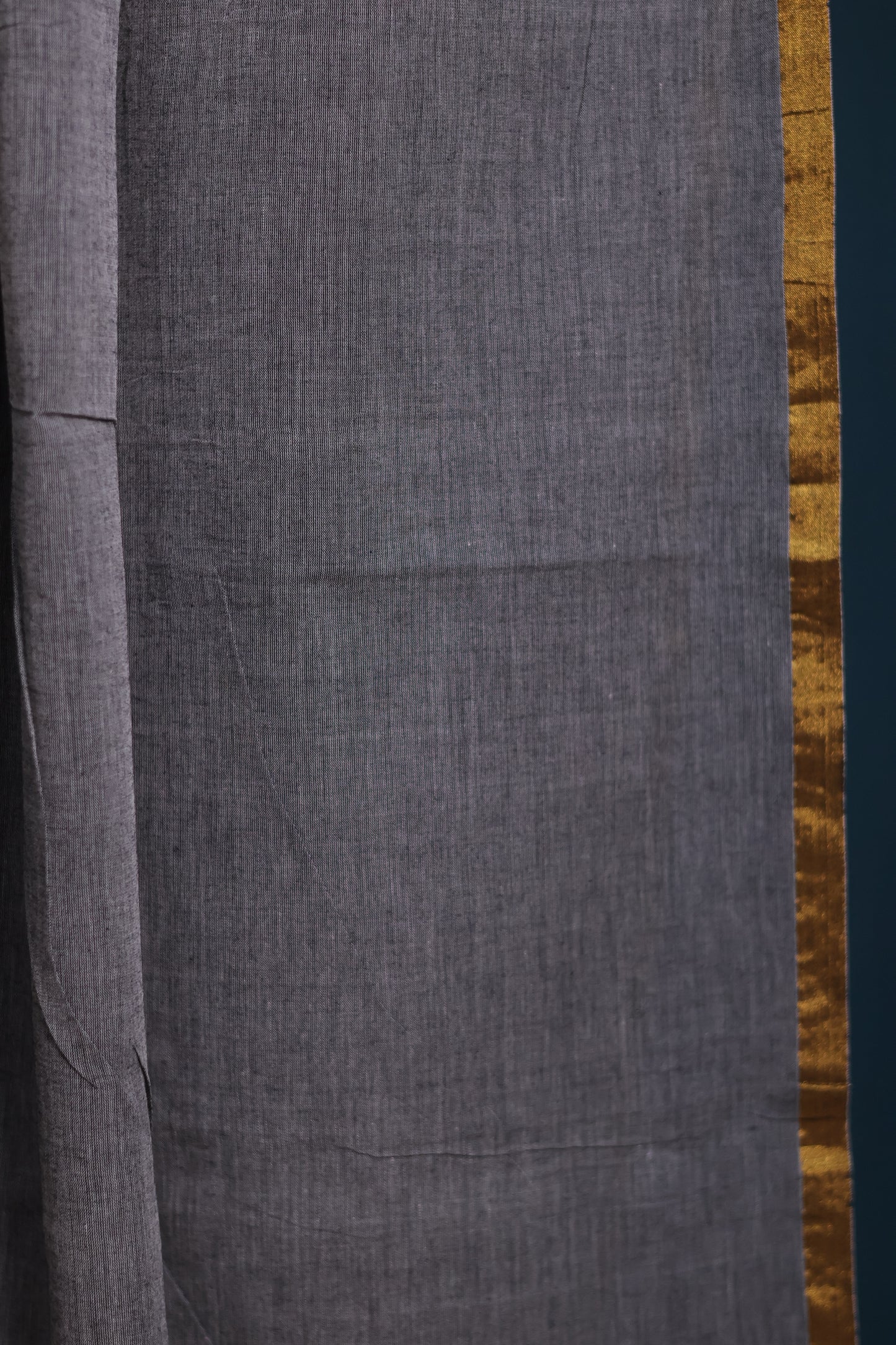 Grey Pure Handwoven Mercerised Cotton Saree with Mina Jari Butta Weav